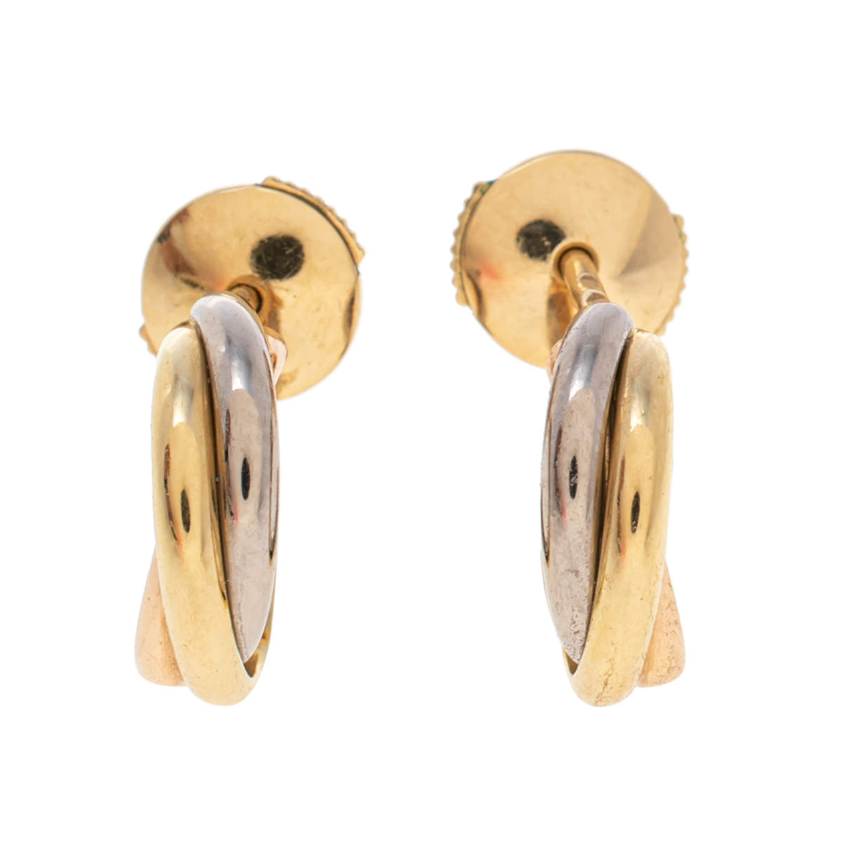 Pre Owned Cartier Trinity de Cartier 18K Three Tone Gold Stud Earrings 