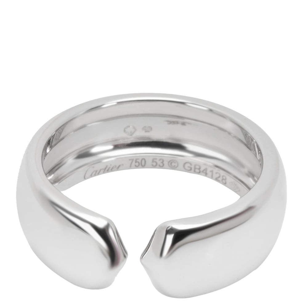 Pre Owned Cartier C 18K White Gold Ring Size EU 53
