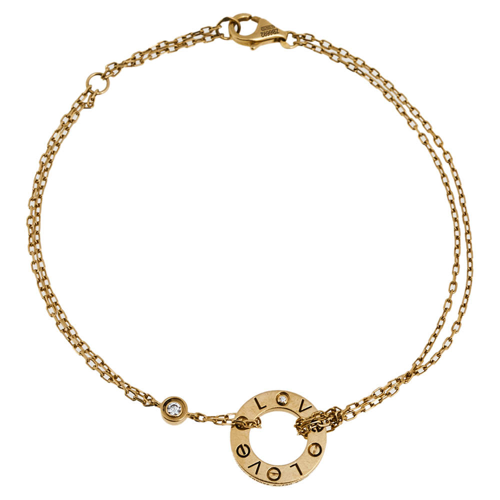 Pre Owned Cartier Love Diamond 18K Yellow Gold Bracelet