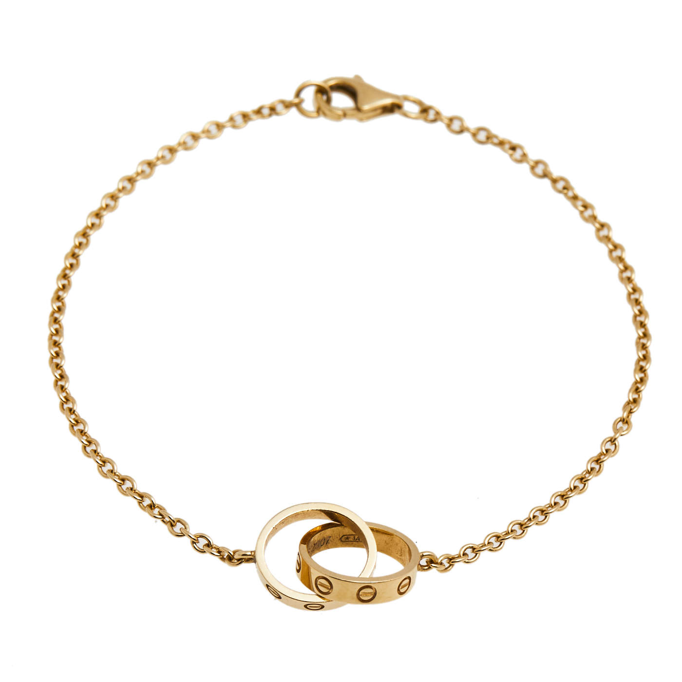 مملوكة مسبقًا Cartier Love Interlocking 2 Hoops 18K Yellow Gold Bracelet