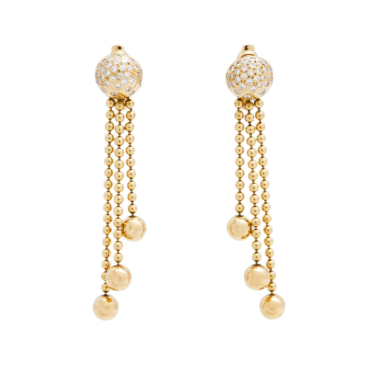 مملوكة مسبقًا Cartier Draperie Diamond 18k Yellow Gold Tassel Long Earrings