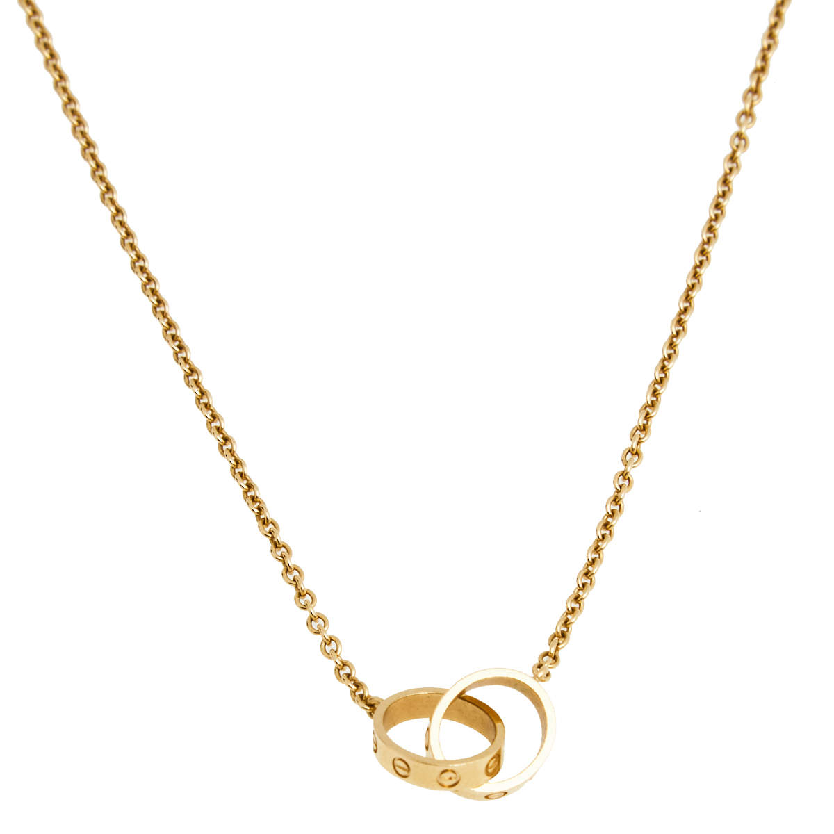 Cartier Love Interlocking 2 Loops 18K Yellow Gold Pendant Necklace