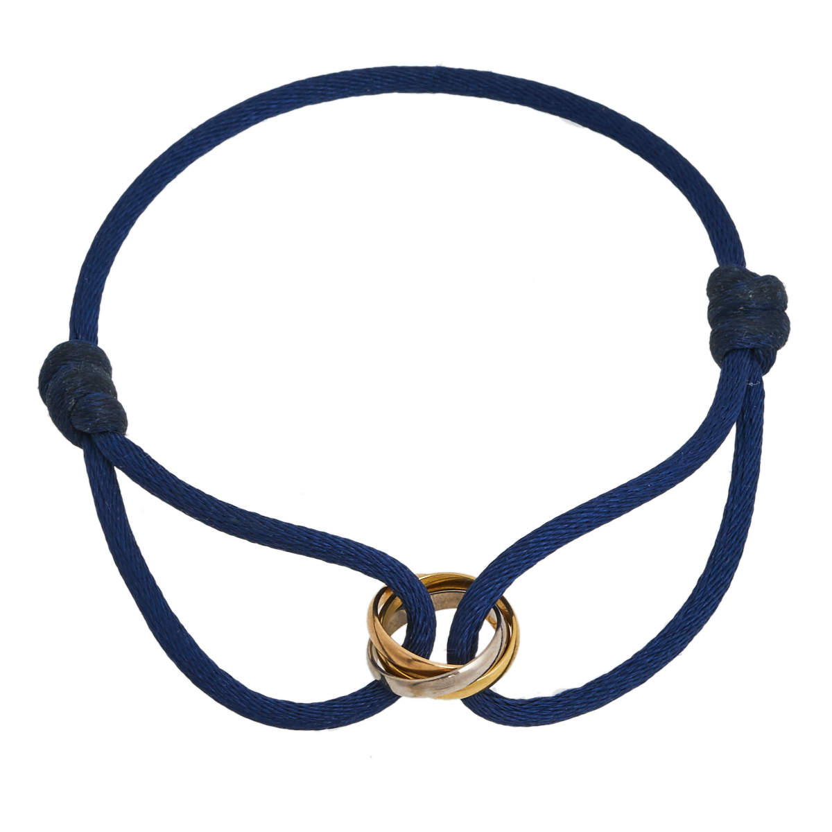 Cartier Trinity De Cartier Three Tone 18k Gold Blue Adjustable Cord Bracelet