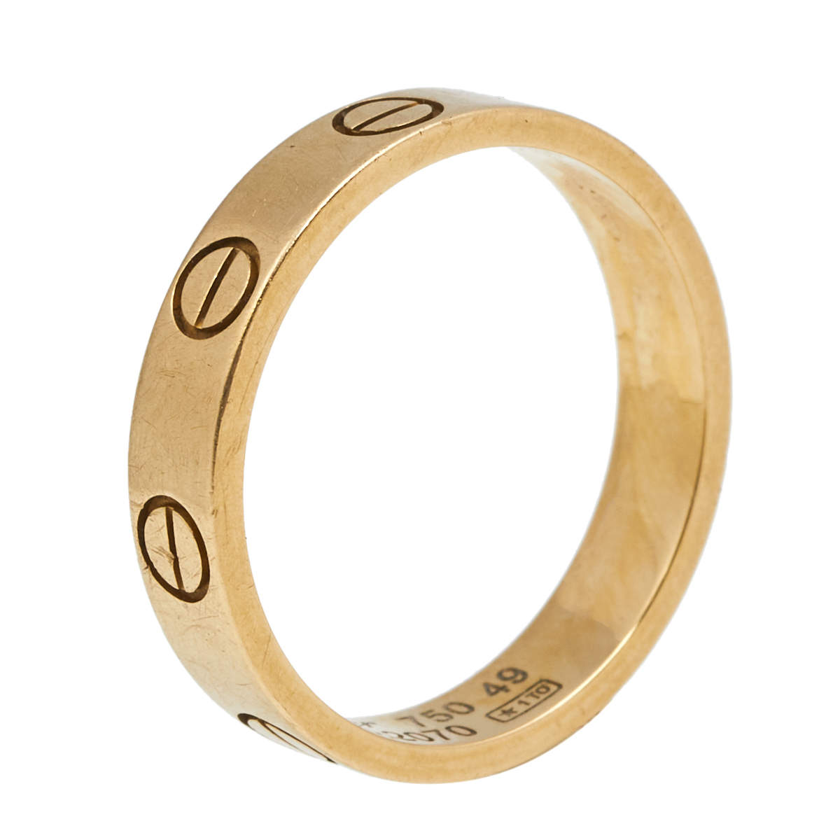 Pre Owned Cartier Love 18K Yellow Gold Narrow Wedding Band Ring Size 49