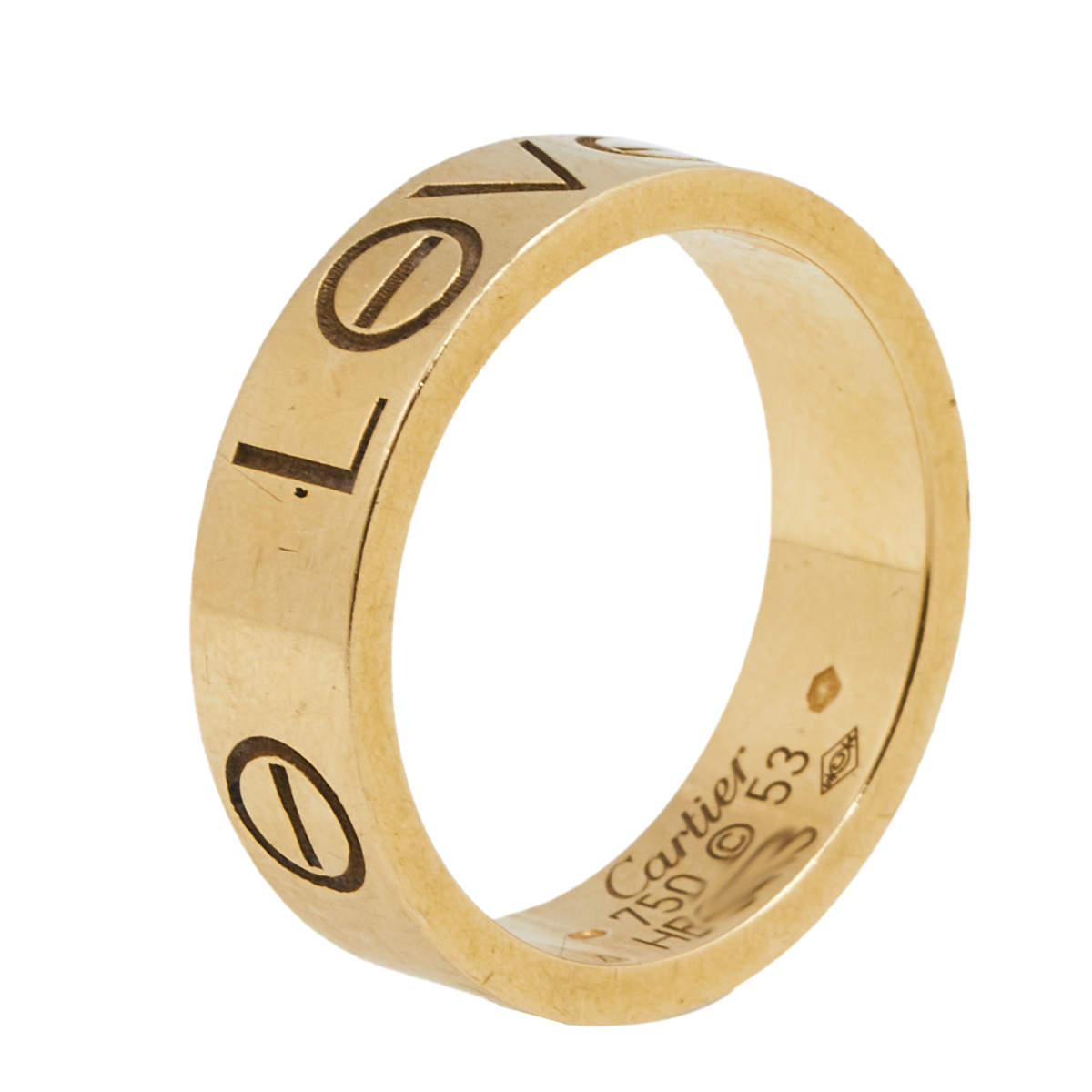 Pre Owned Cartier Love 18K Yellow Gold Band Ring Size 53