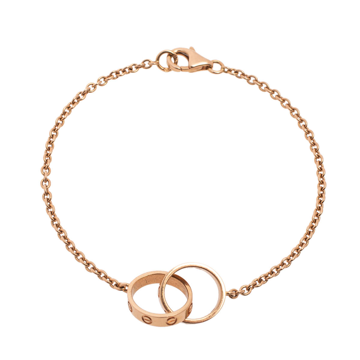 Pre Owned Cartier Love Interlocking 2-Loop 18K Rose Gold Bracelet