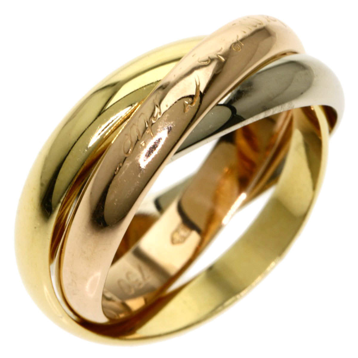 Pre Owned Cartier Les Must de Cartier 18K Yellow, Rose and White Gold Ring EU 54