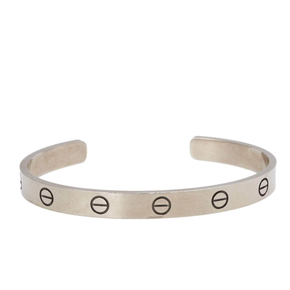 Pre Owned Cartier Love 18K White Gold Open Cuff Bracelet 17