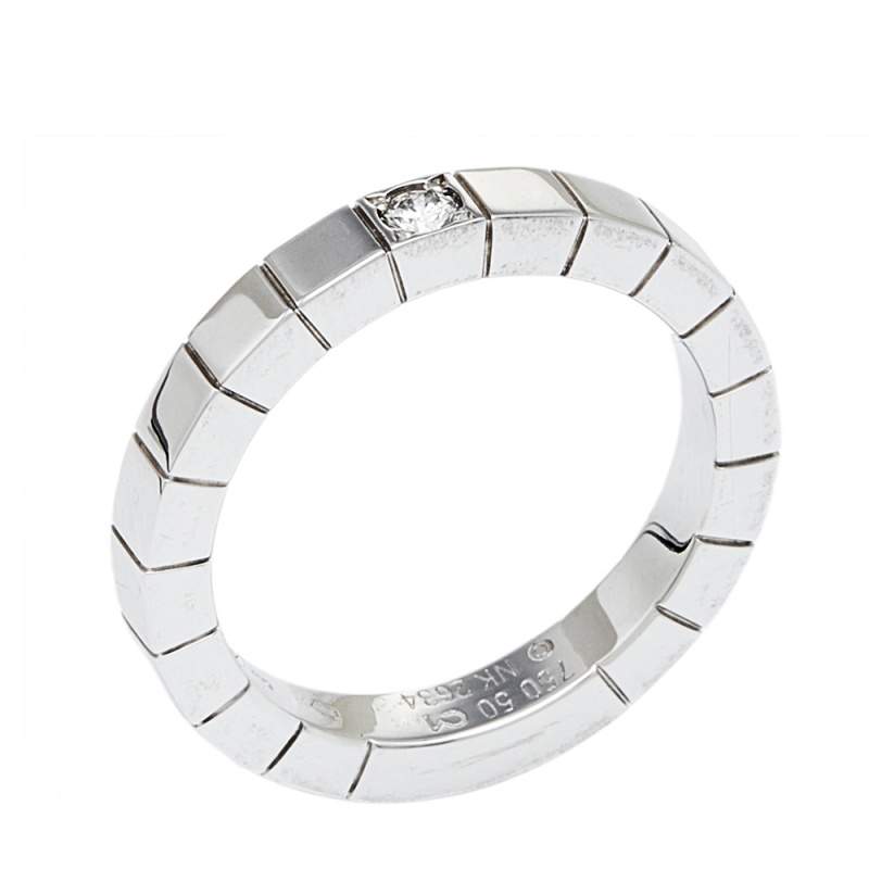مملوكة مسبقًا Cartier Lanieres 18K White Gold Diamond Ring Size 50