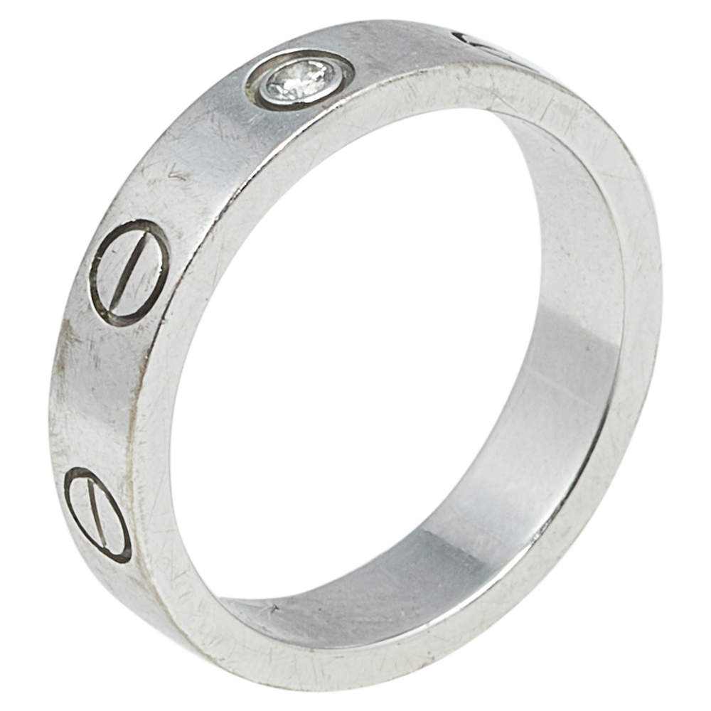 مملوكة مسبقًا Cartier Love 1 Diamond 18K White Gold band Ring Size 47