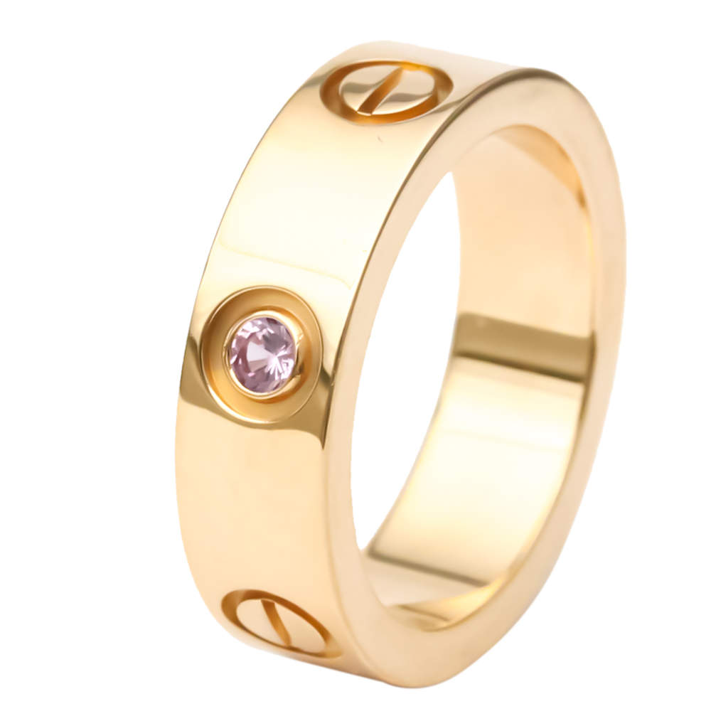 Pre Owned Cartier Love 18K Rose Gold Sappire Ring EU 52