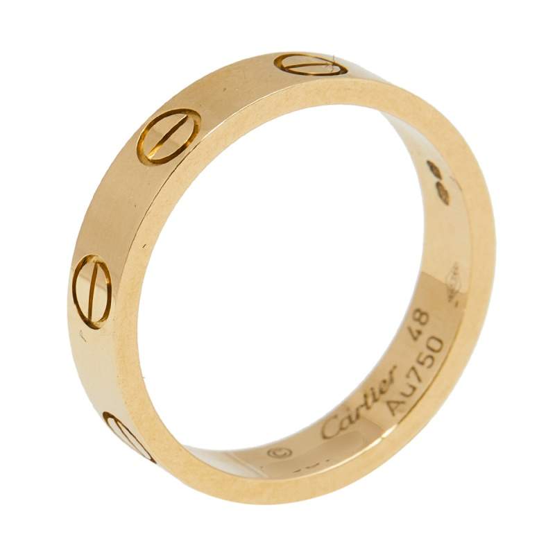 مملوكة مسبقًا خاتم زفاف كارتييه لوف ذهب أصفر عيار 18 رفيع مقاس 48