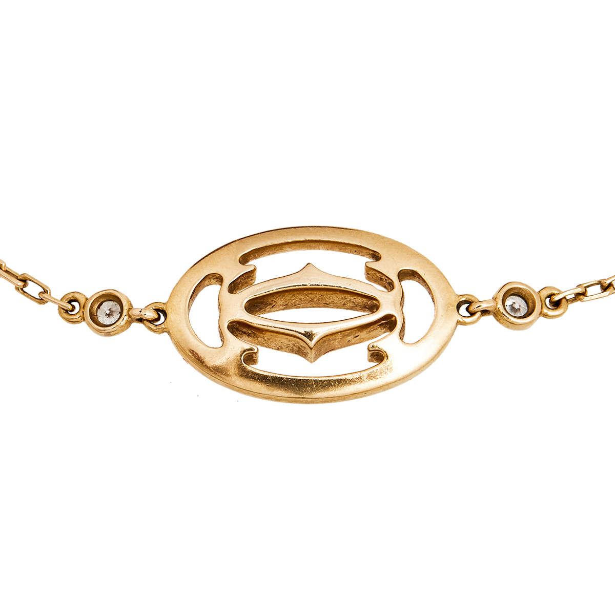 Cartier Double C de Cartier Diamond 18k Rose Gold Logo Bracelet