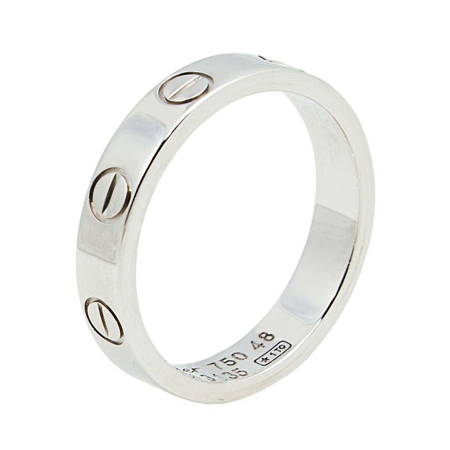 مملوكة مسبقًا Cartier Love 18k White Gold Narrow Wedding Band Ring Size 48