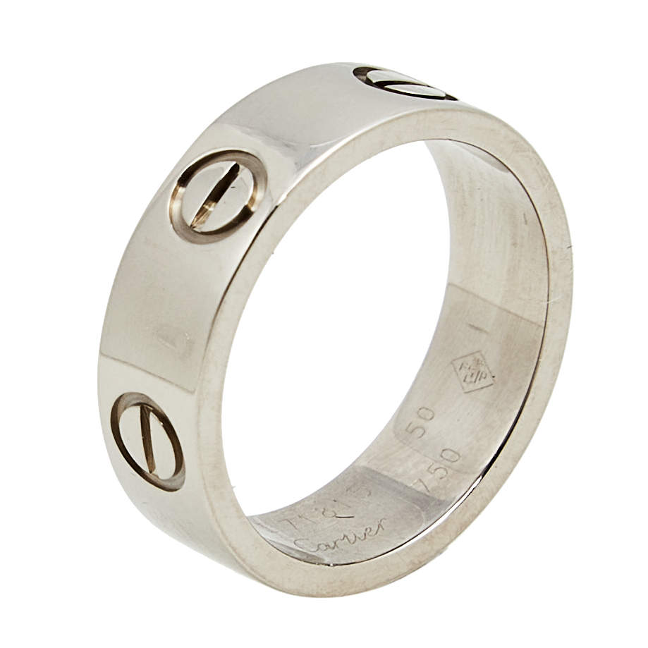 Pre Owned دبلة زواج كارتييه لوف ذهب أبيض عيار 18 مقاس 50