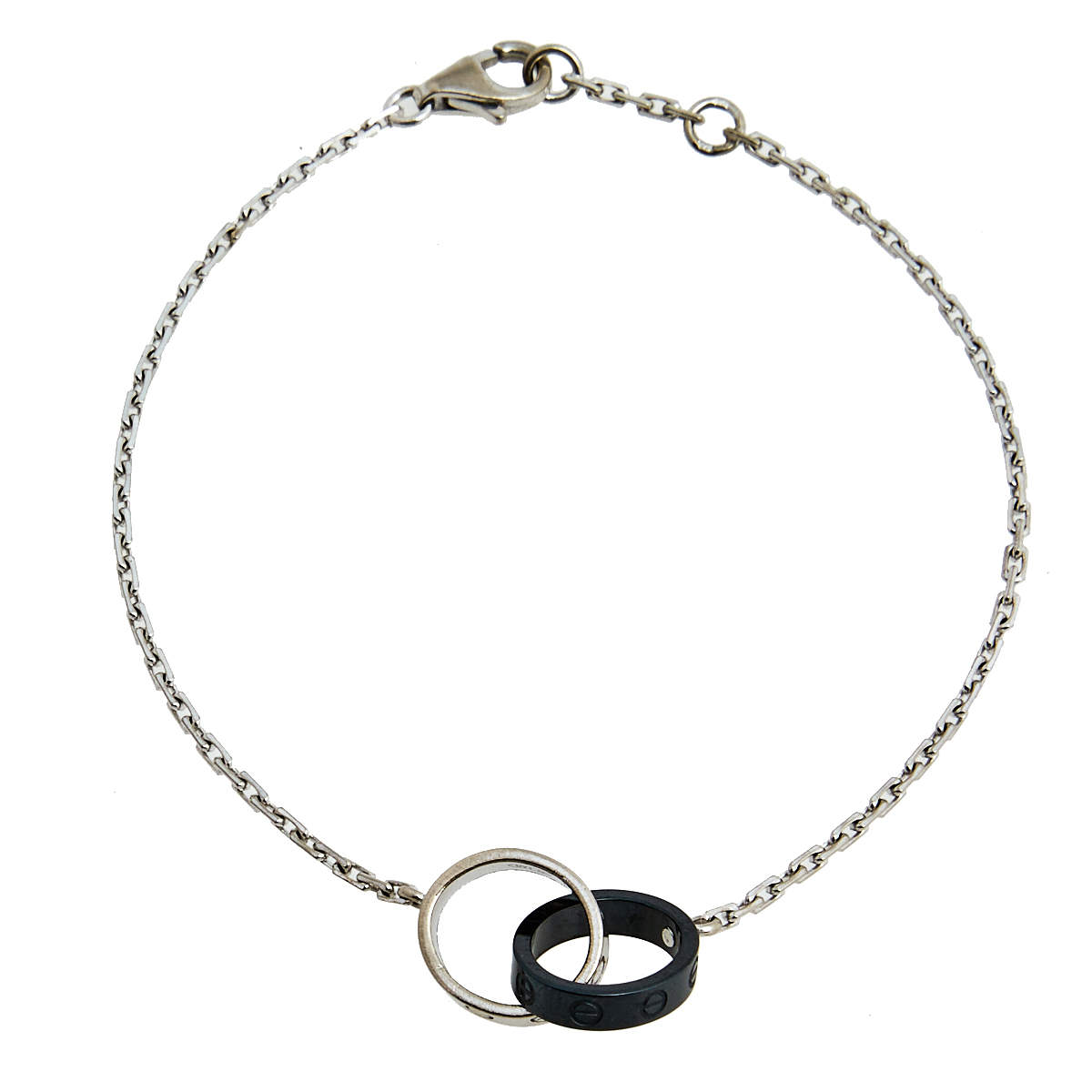 Cartier Love Interlocking Loop Black Ceramic 18k White Gold Bracelet ...