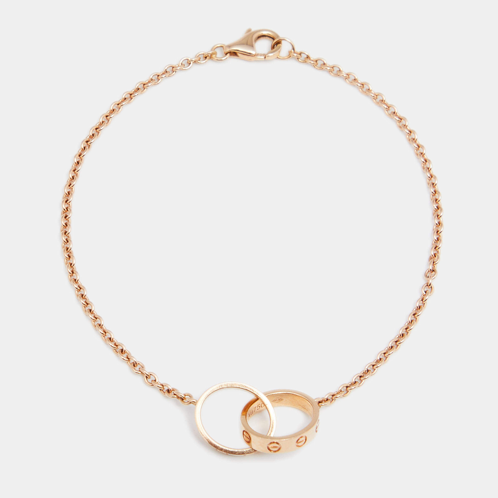 Pre Owned Cartier Love Interlocking Loop 18K Rose Gold Link Bracelet