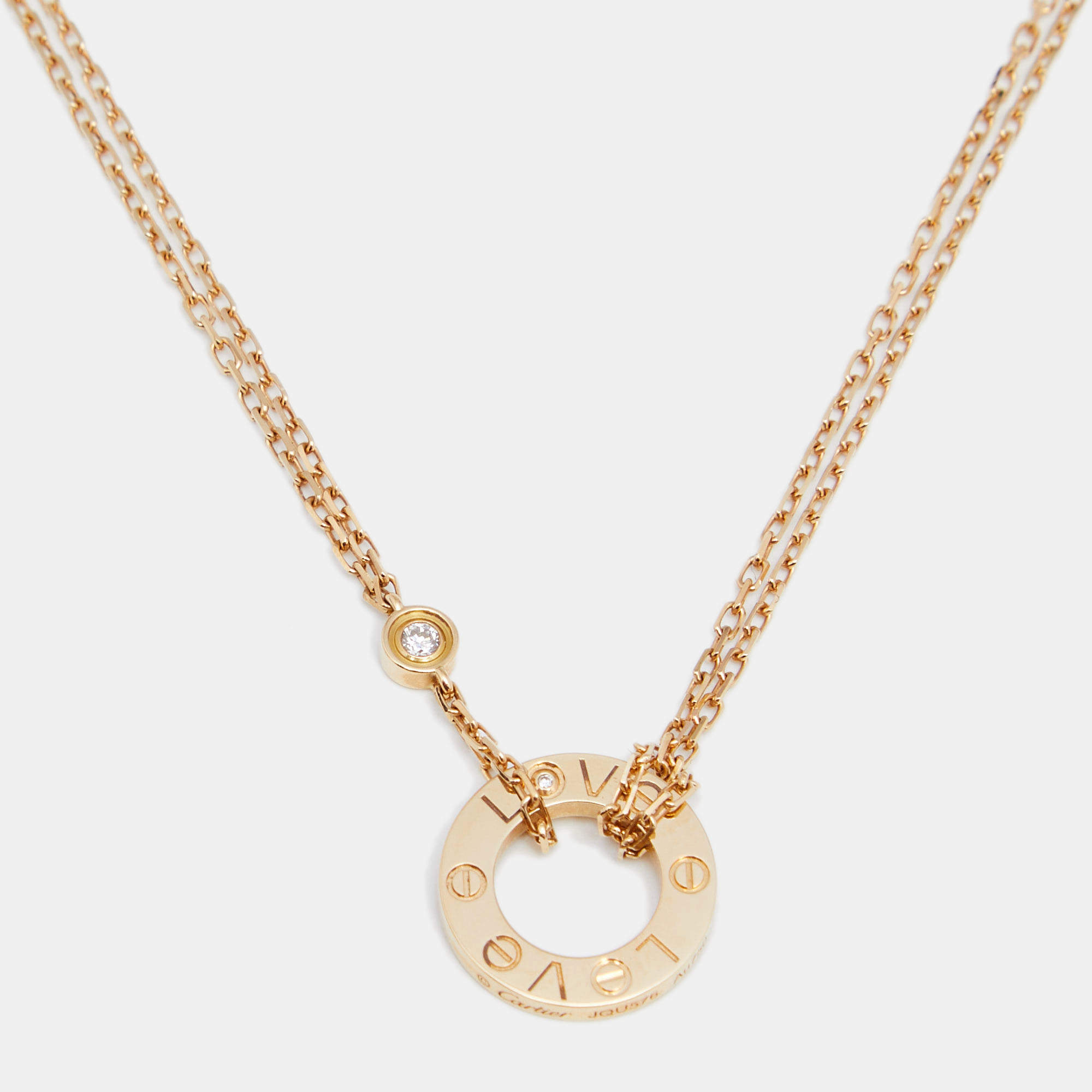 مملوكة مسبقًا Cartier Love Diamond 18K Yellow Gold Necklace