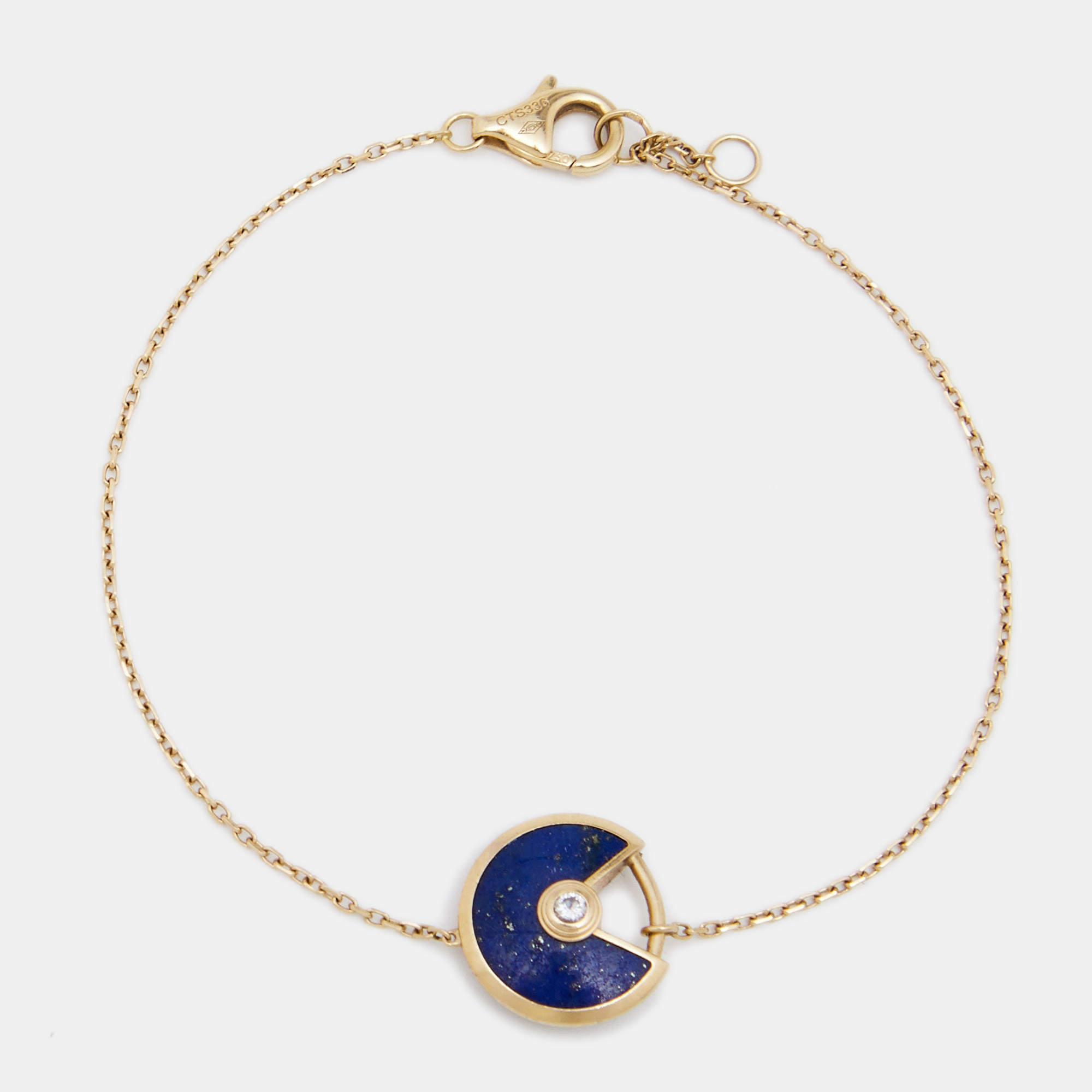 مملوكة مسبقًا Cartier Amulette de Cartier Lapis Lazuli Diamond 18K Yellow Gold Bracelet 