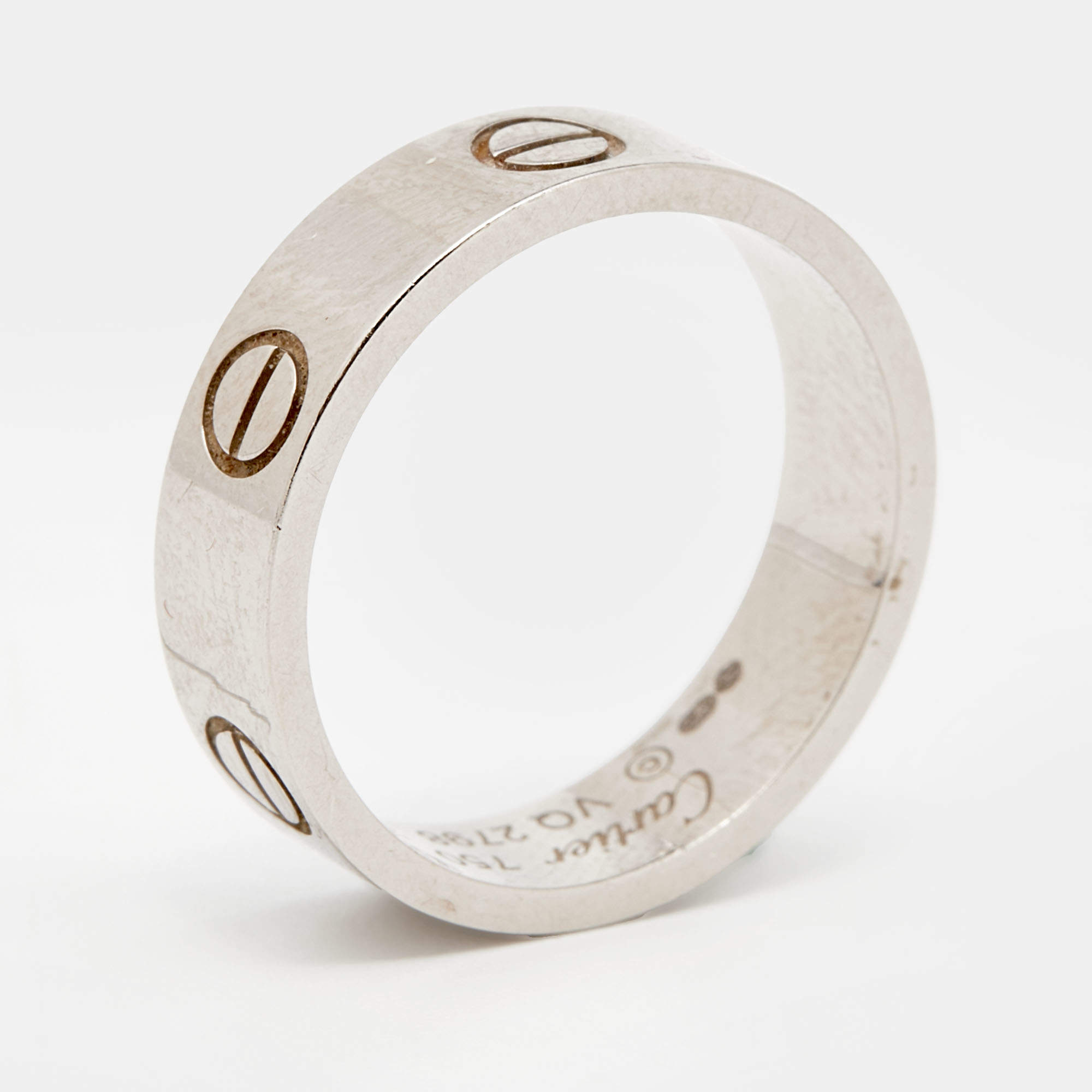 Pre Owned Cartier Love 18k White Gold Band Ring Size 57