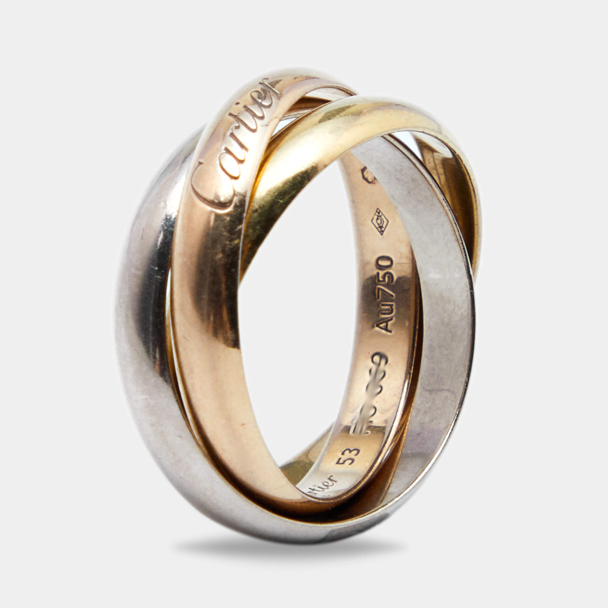 مملوكة مسبقًا خاتم كارتييه ملتف ترينتي كلاسيك ذهب عيار 18 ثلاث ألوان 