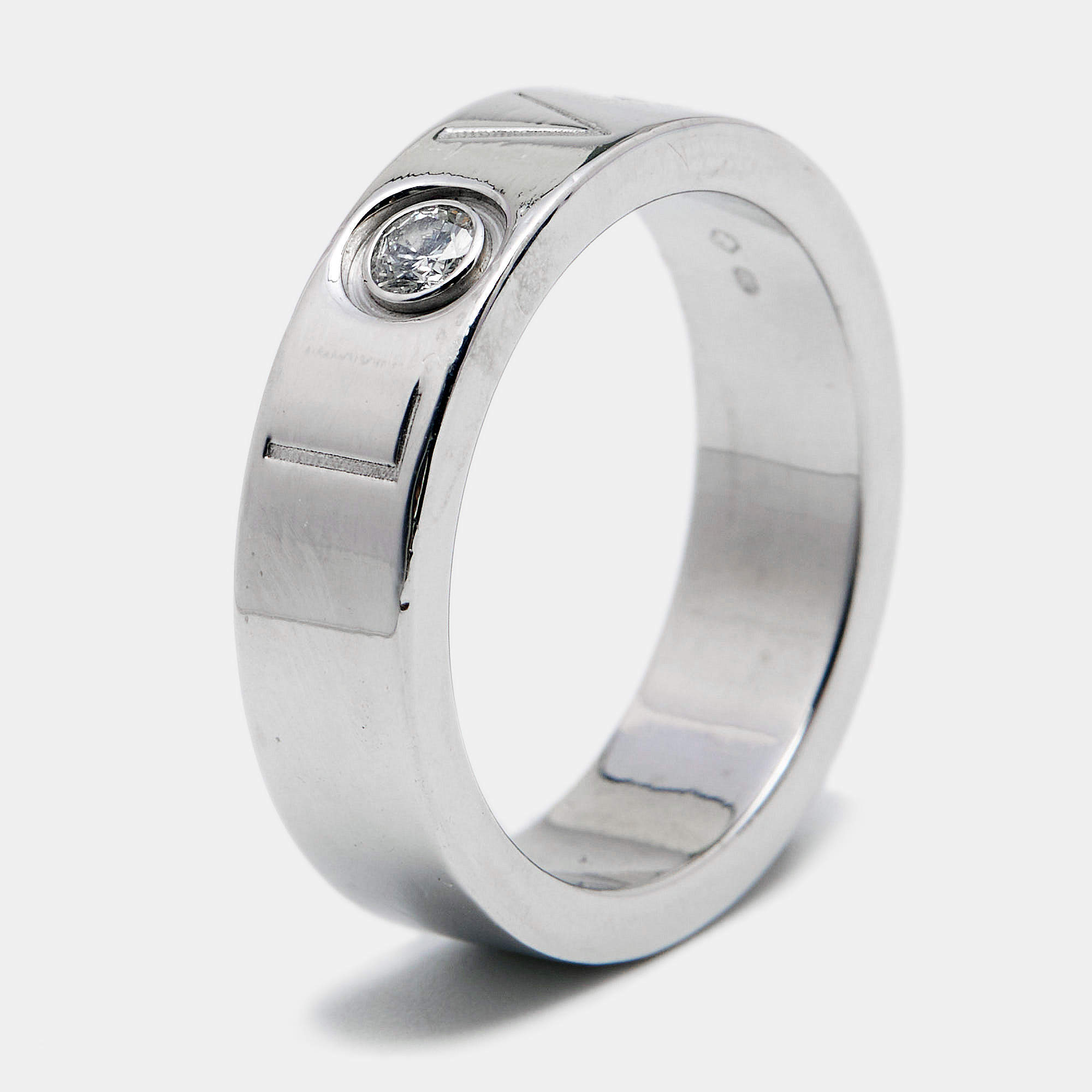 Pre Owned خاتم كارتييه لوف 1 ألماس ذهب أبيض عيار 18 مقاس 53