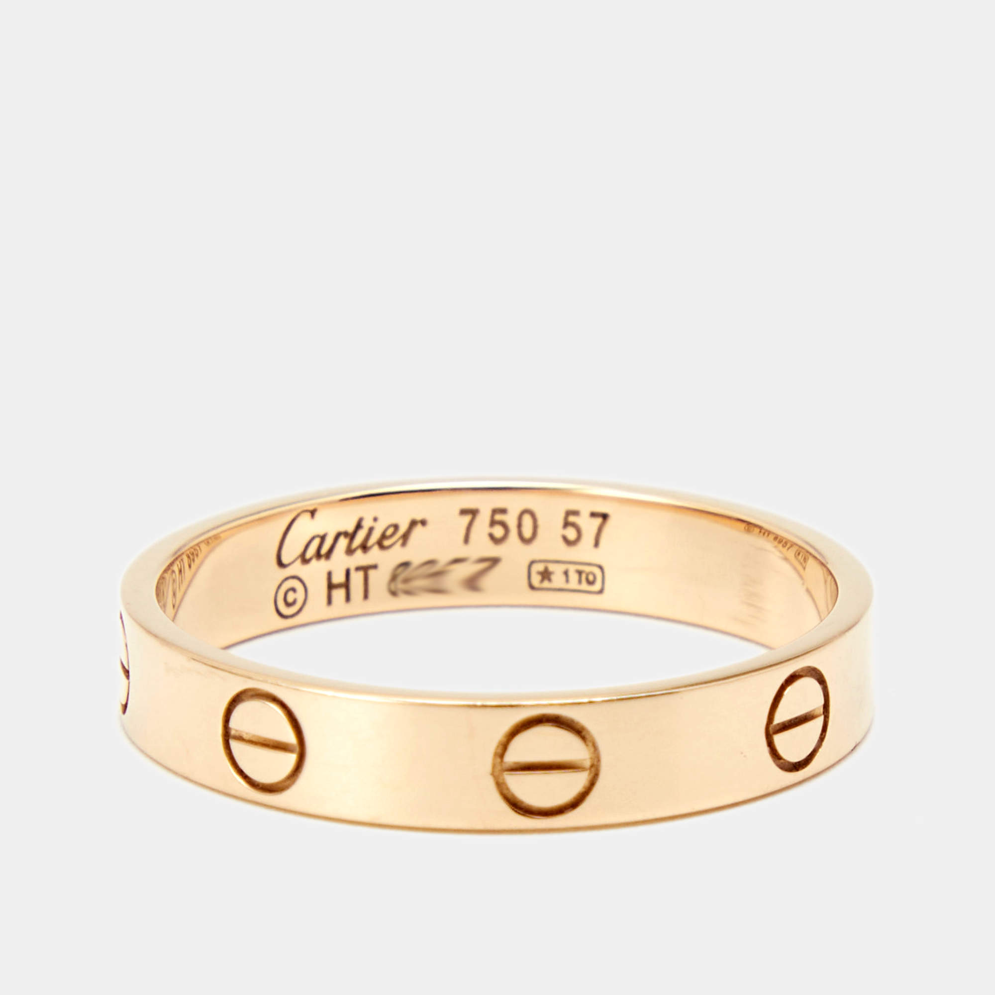 Cartier Love 18K Rose Gold Narrow Wedding Band Ring Size 57