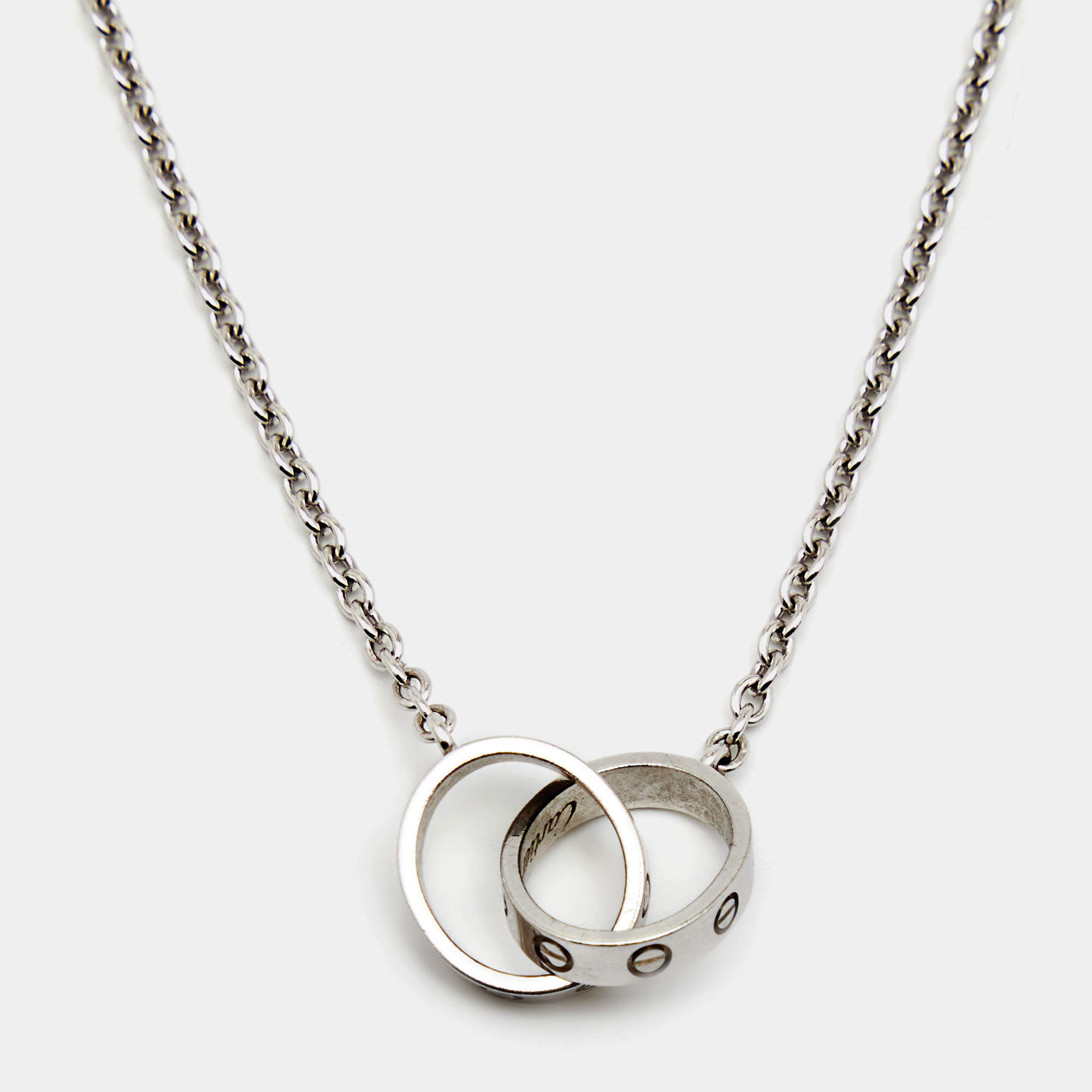Pre Owned Cartier Love Interlocking Loops 18k White Gold Necklace