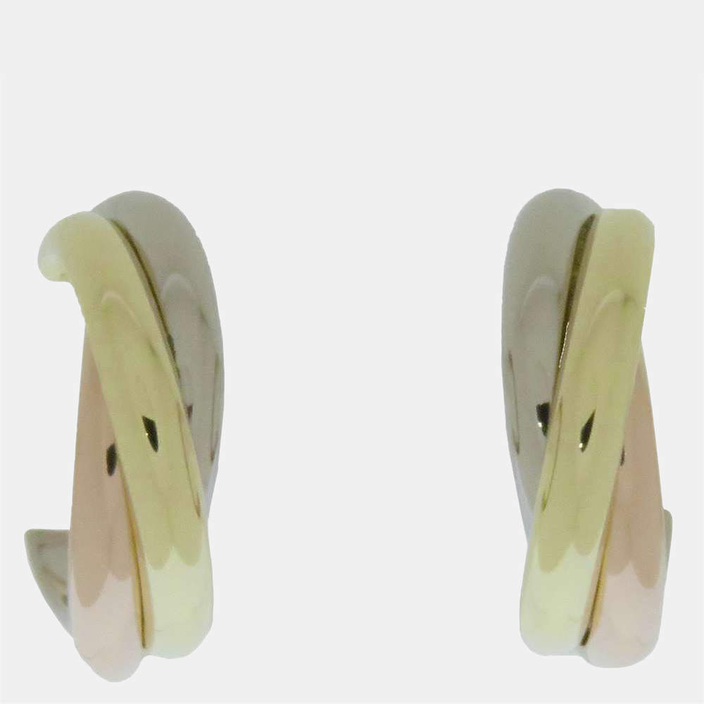 Pre Owned Cartier Trinity 18K Yellow Rose and White Gold Earrings