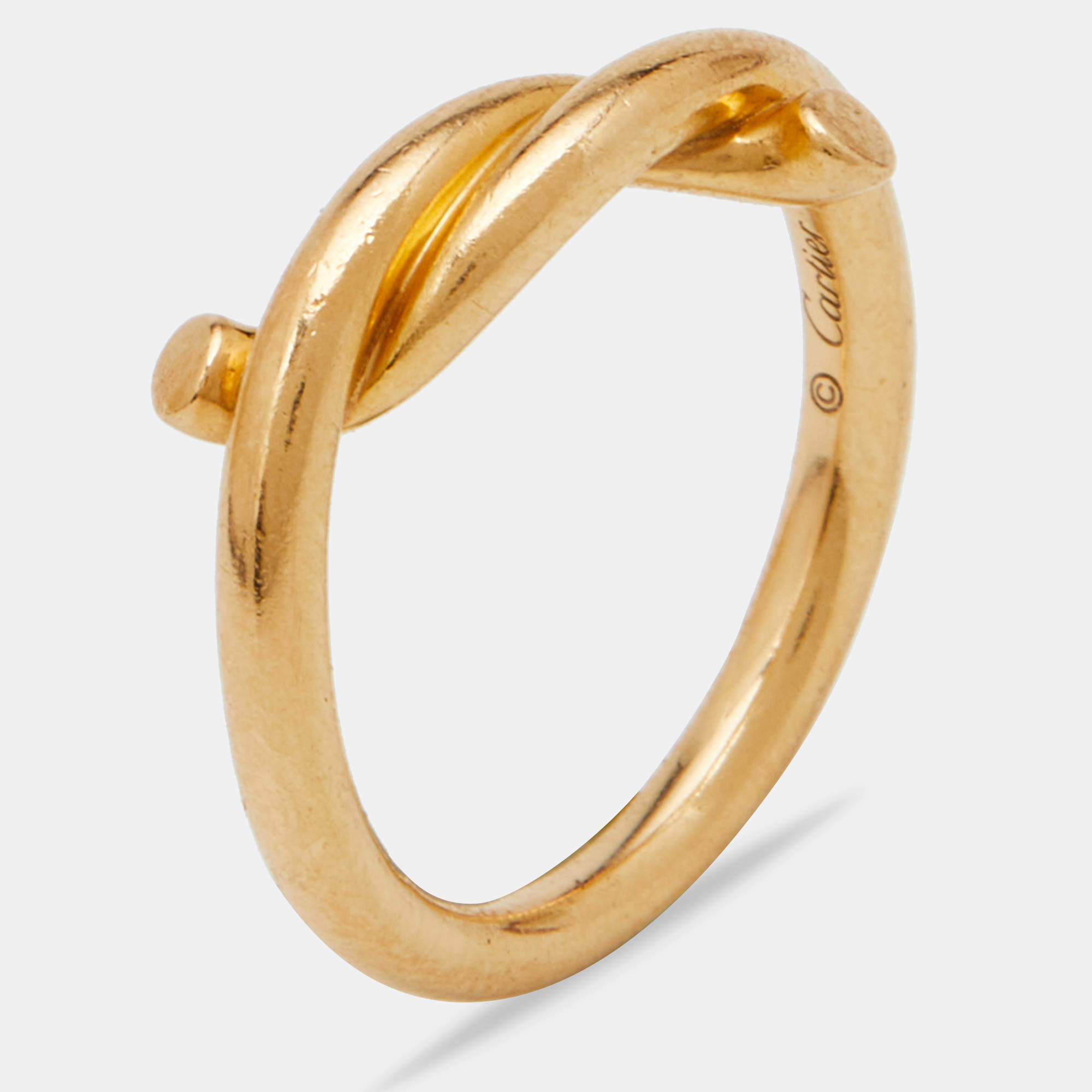 Pre Owned Cartier Entrelacés 18k Yellow Gold Ring Size 48