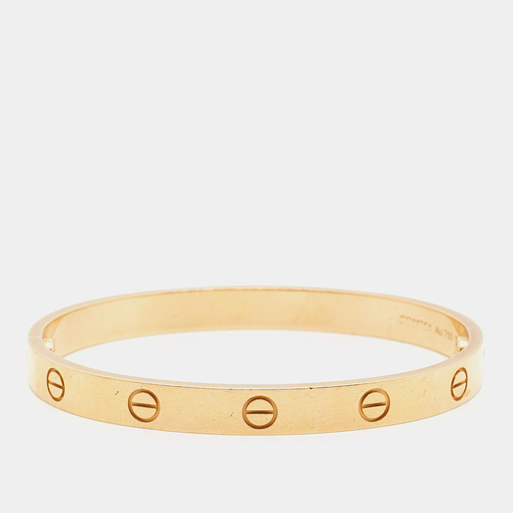 Pre Owned Cartier Love 18k Yellow Gold Bangle Bracelet 17