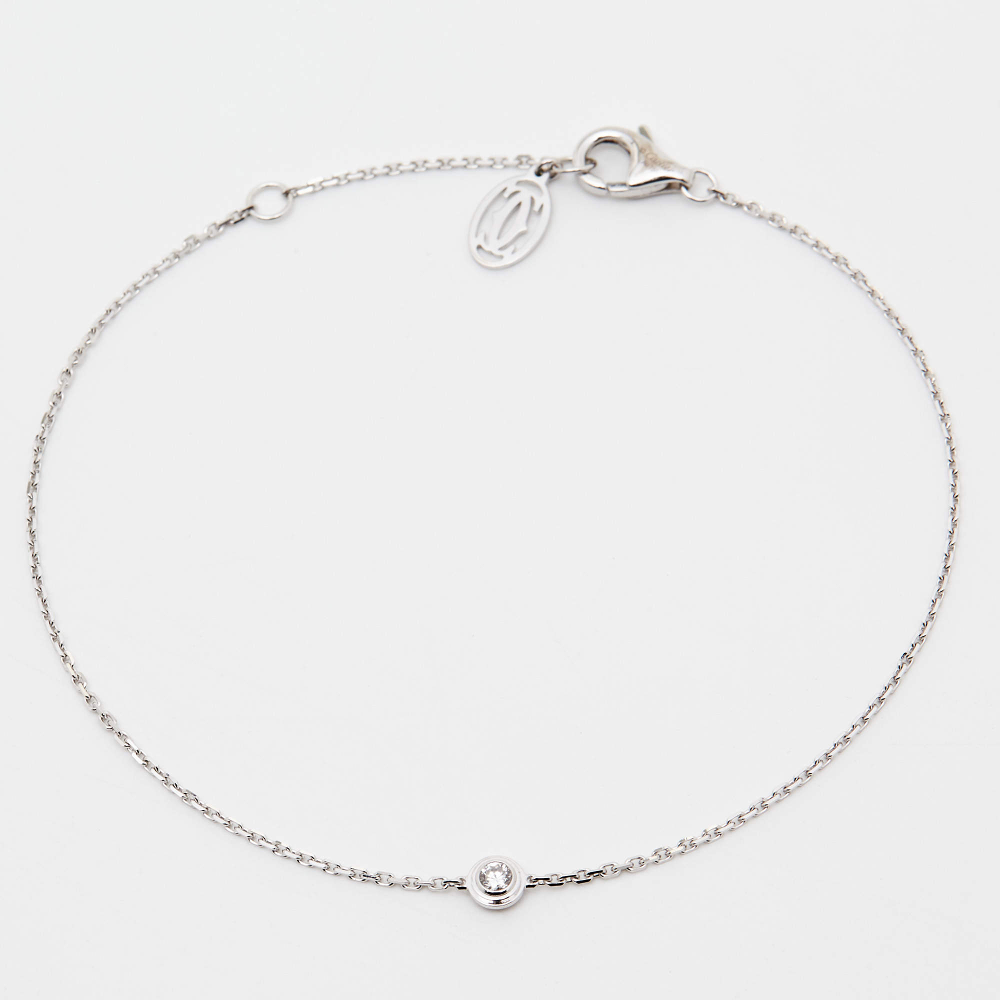 Pre Owned Cartier D'Amour Diamond 18k White Gold XS Model Bracelet