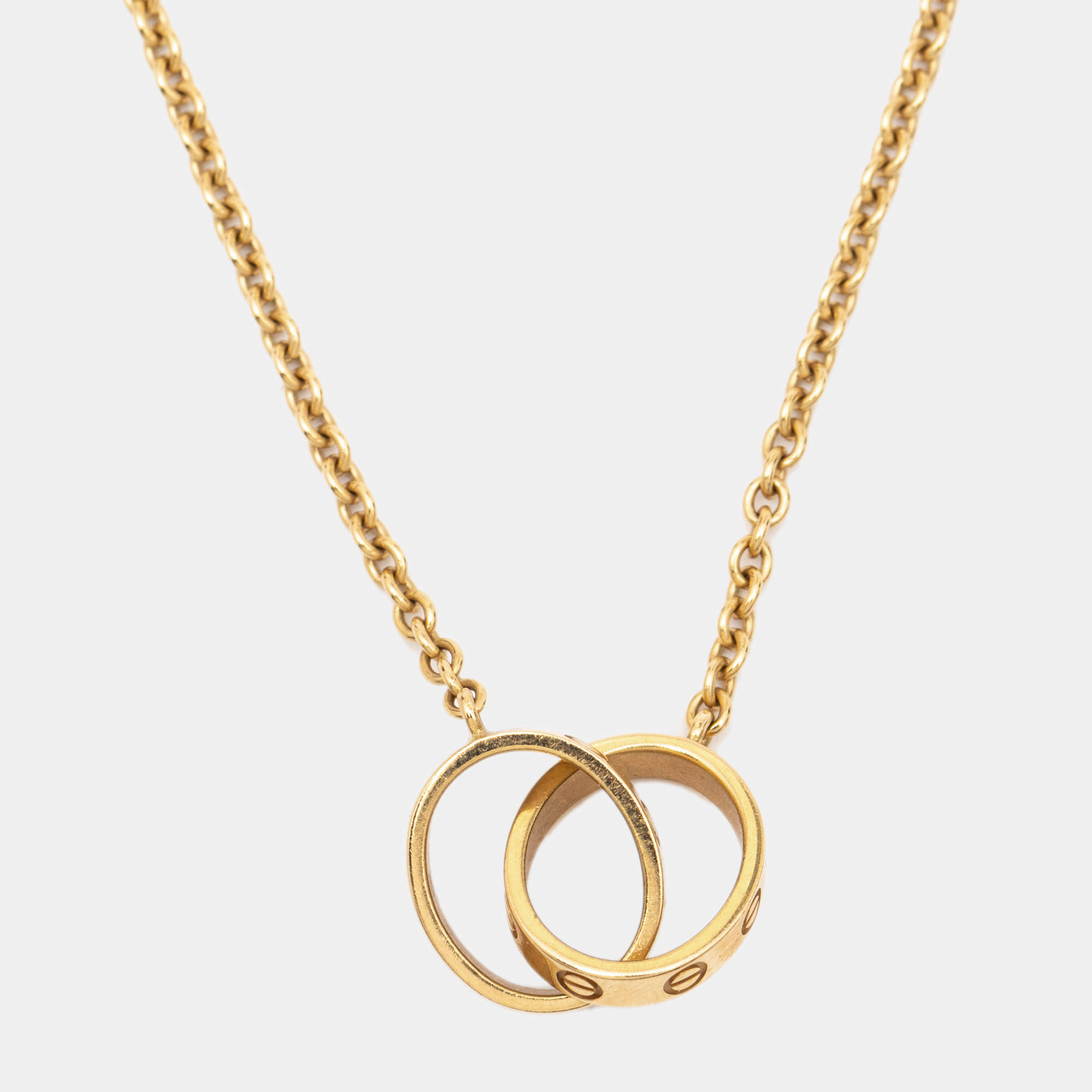 Pre Owned Cartier Love Interlocking Loops 18k Yellow Gold Link Necklace