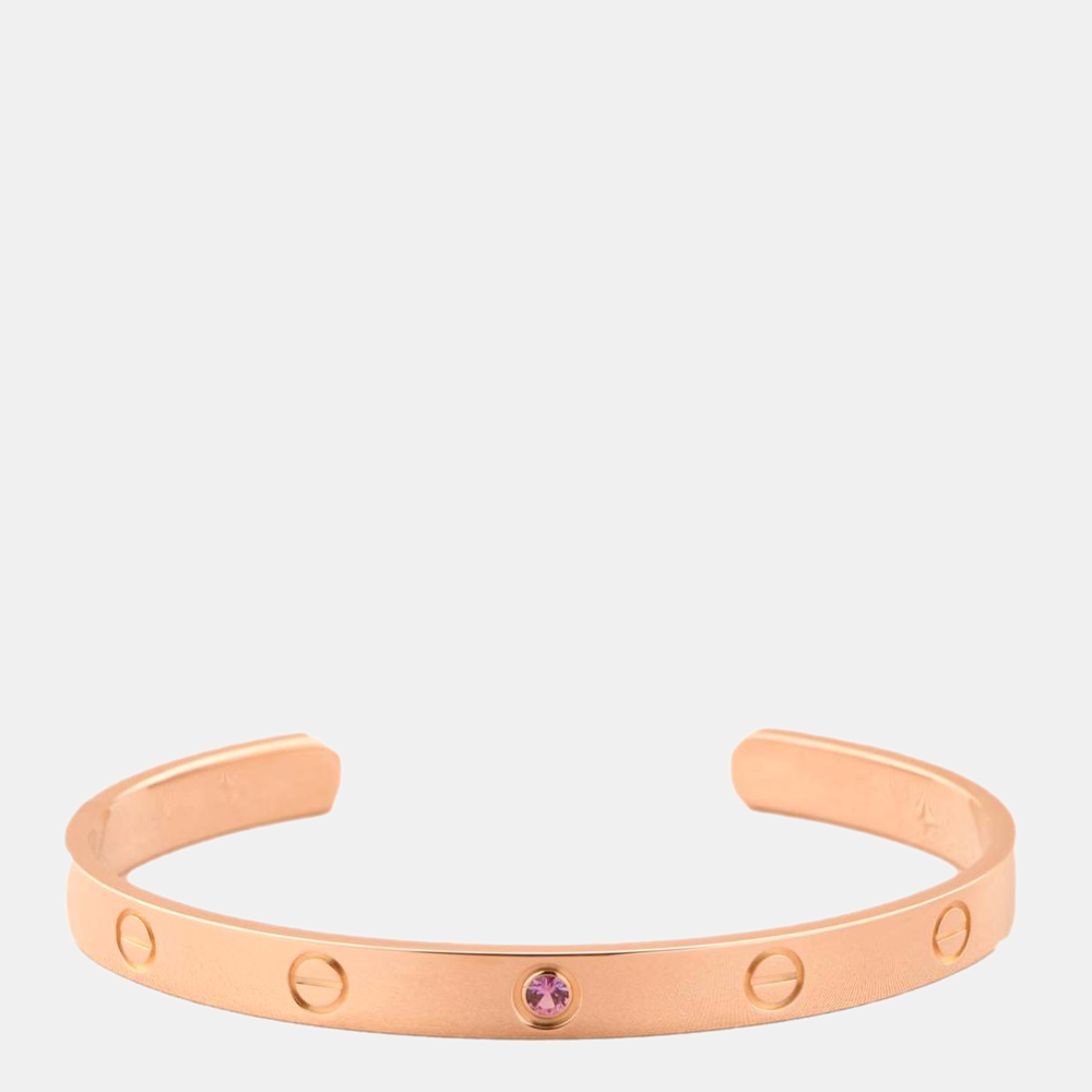 Pre Owned Cartier Love 18K Rose Gold Sapphire Bracelet 17