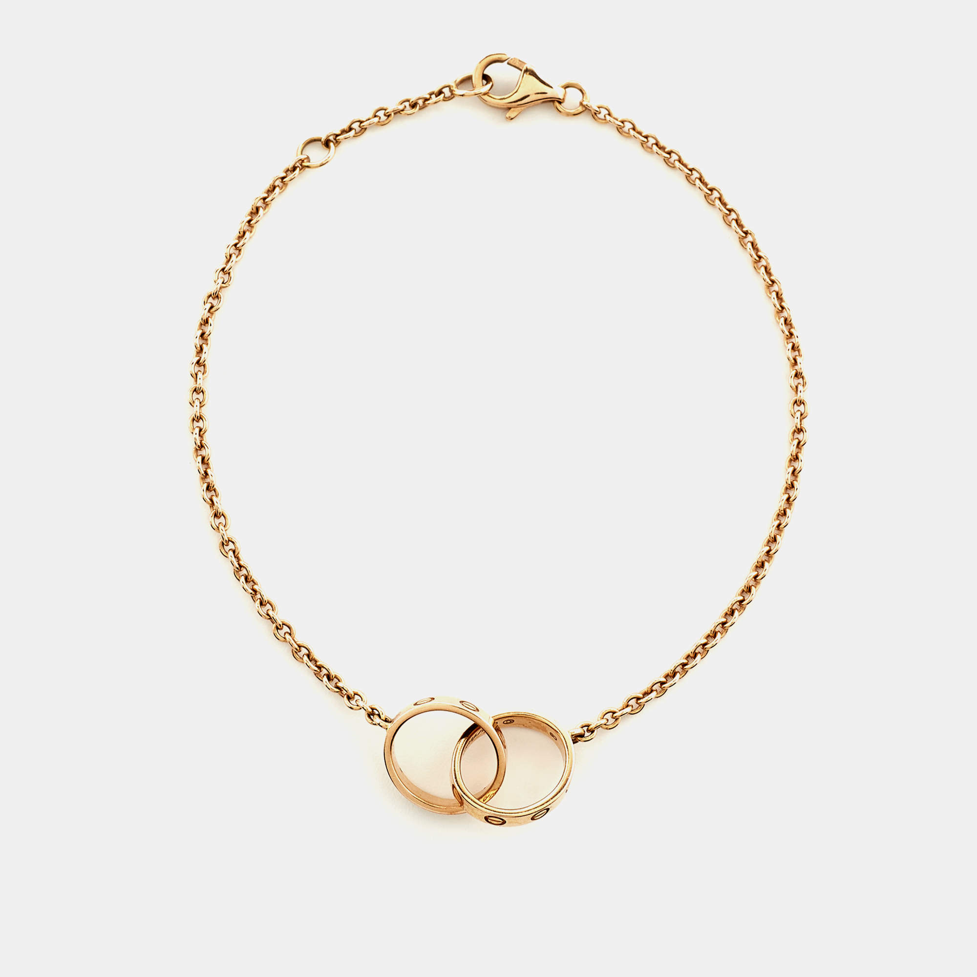Pre Owned Cartier Love Interlocking Loop 18k Rose Gold Link Bracelet