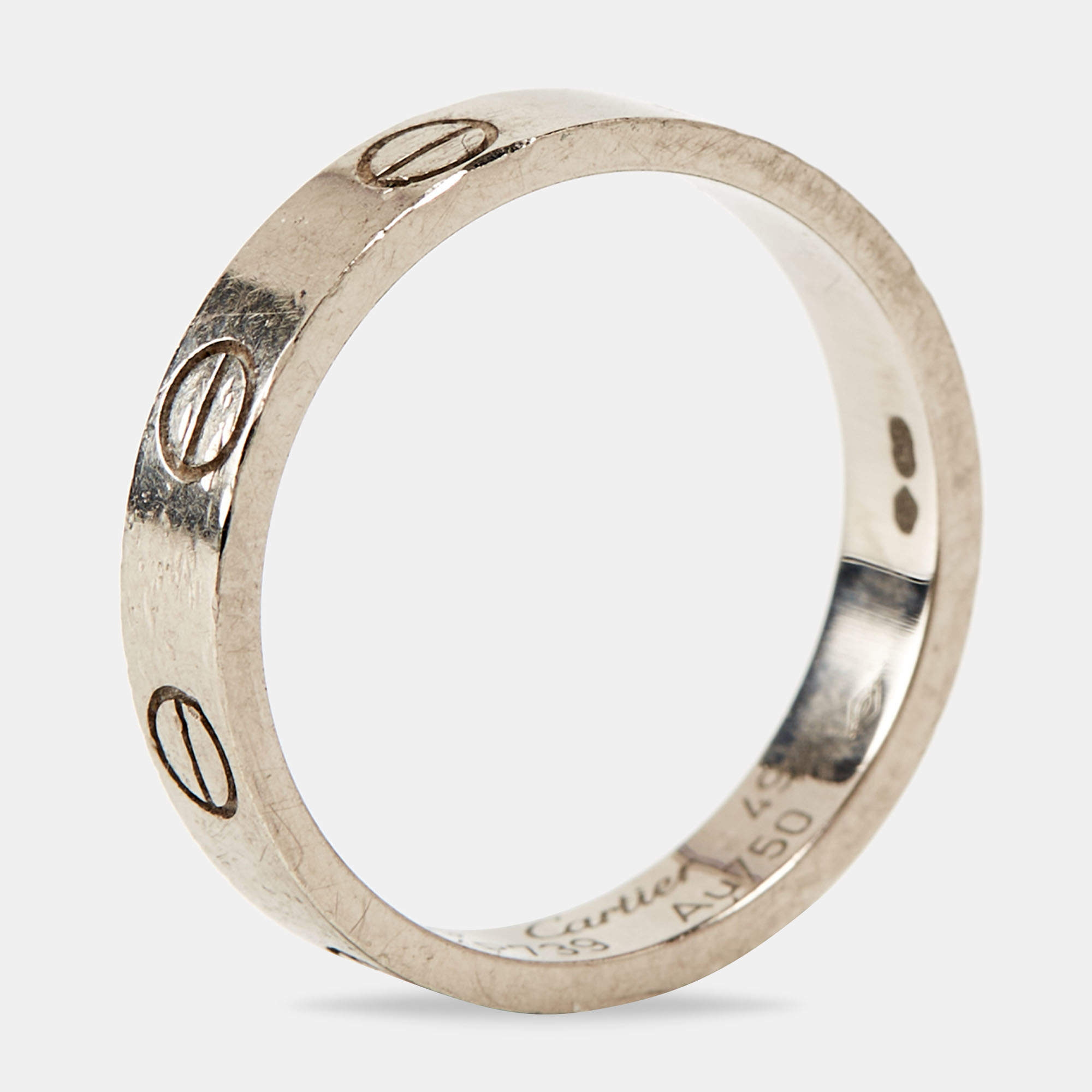 مملوكة مسبقًا Cartier Love 18k White Gold Wedding Band Ring Size 49