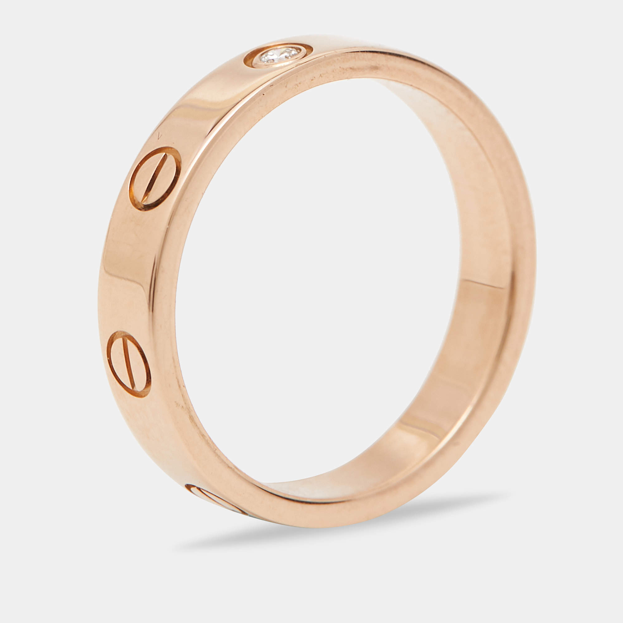 مملوكة مسبقًا Cartier Love  1 Diamond 18k Rose Gold Wedding Band Ring Size 54