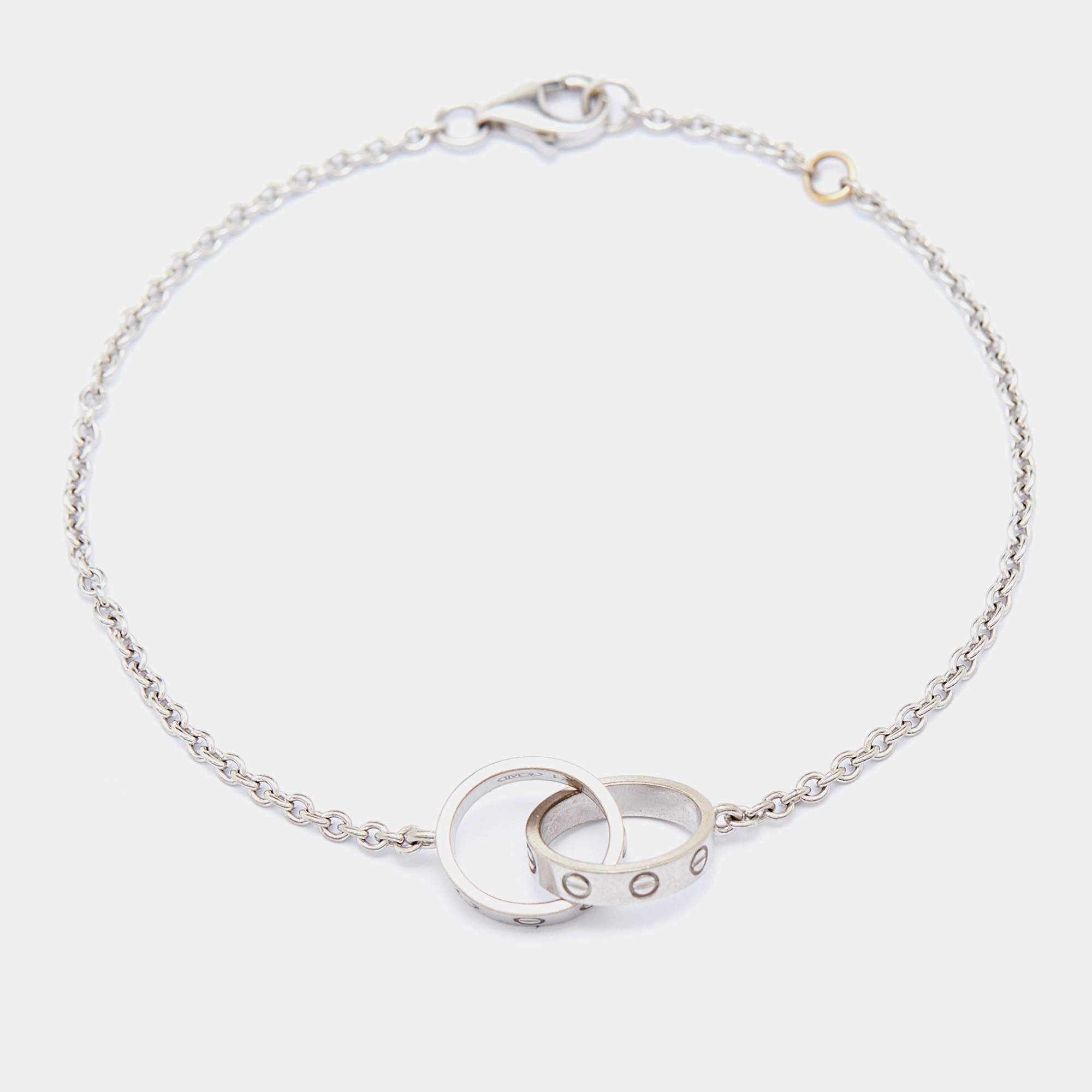 Pre Owned Cartier Love Interlocking Loops 18k White Gold Bracelet