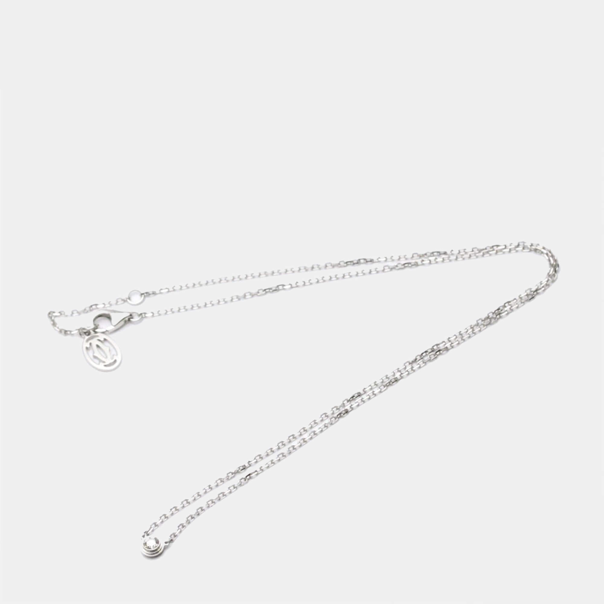 Pre Owned Cartier D'amour Small 18K White Gold Diamond Necklace