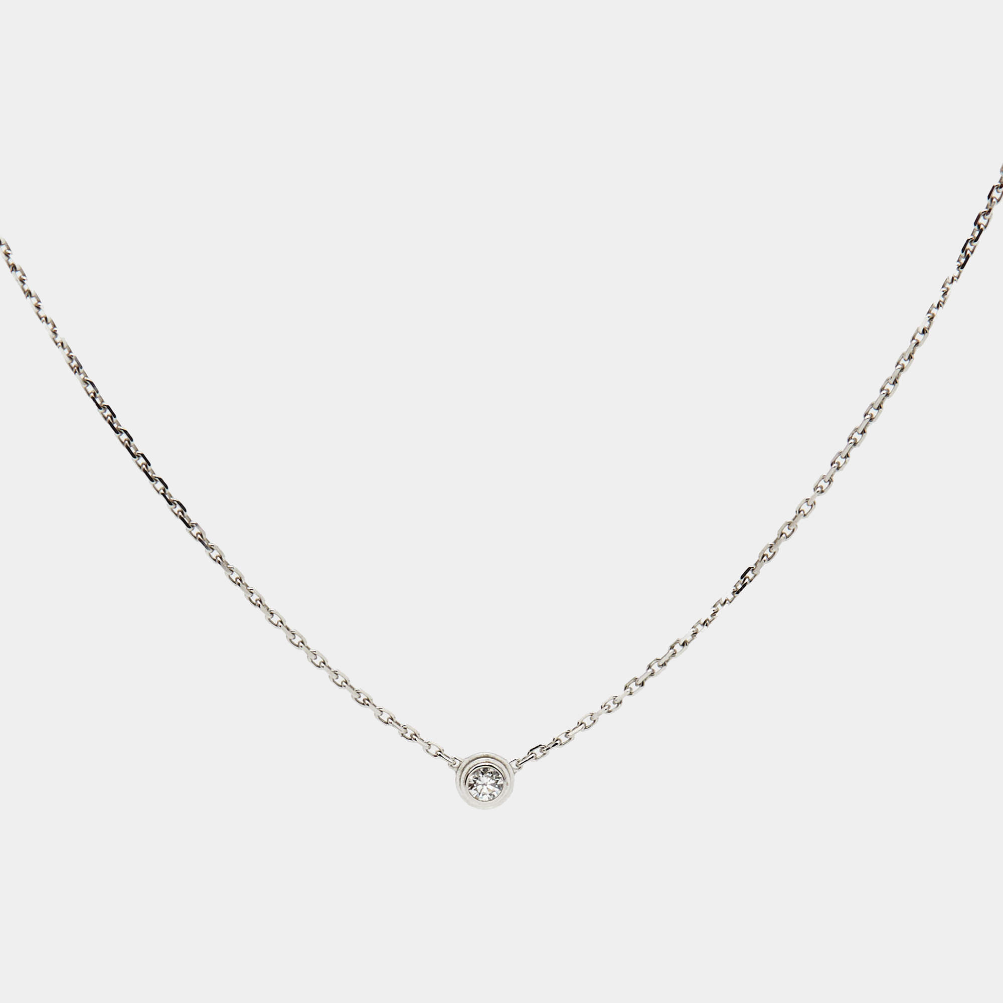 Pre Owned Cartier d'Amour Diamond 18k White Gold XS Model Necklace