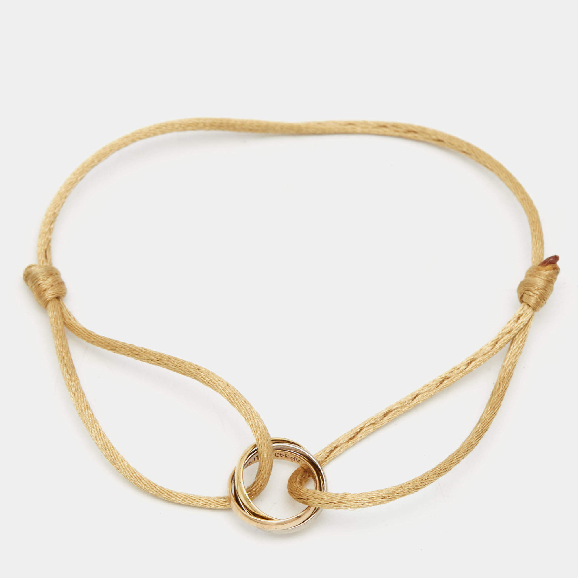 Pre Owned Cartier Trinity 18k Three Tone Gold Adjustable Cord Bracelet