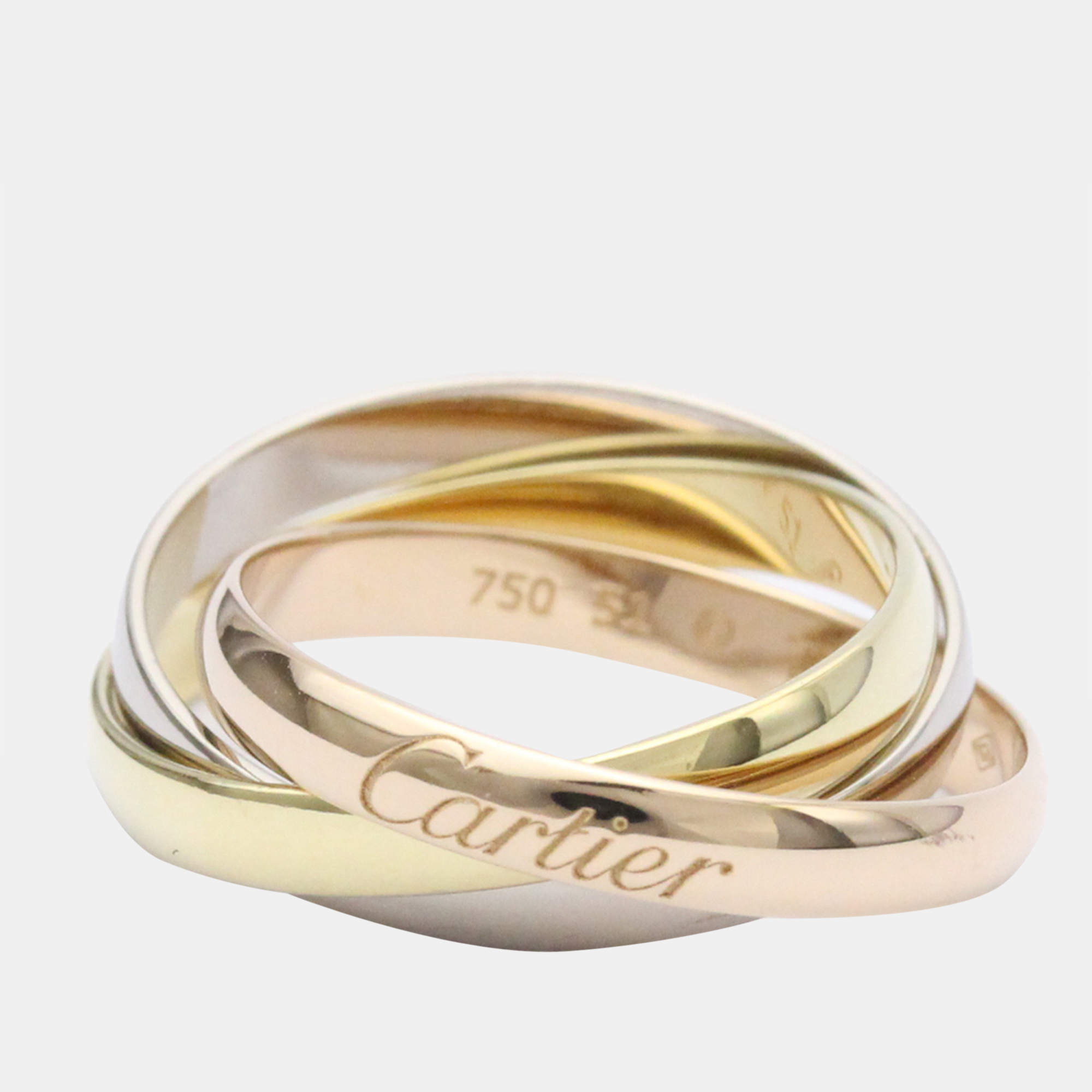 Cartier Trinity 18K Yellow Rose and White Gold Ring EU 51