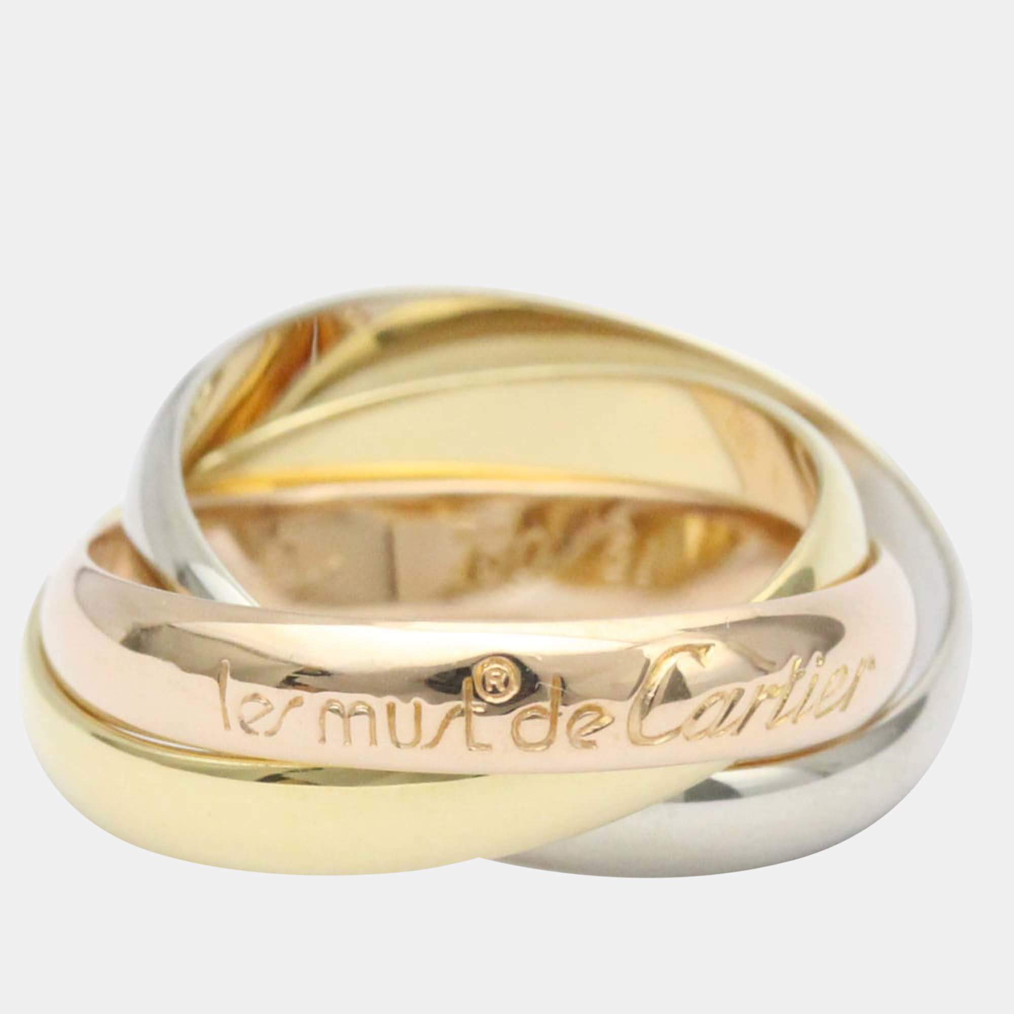 Pre Owned Cartier Trinity 18K Yellow Rose and White Gold Ring EU 51