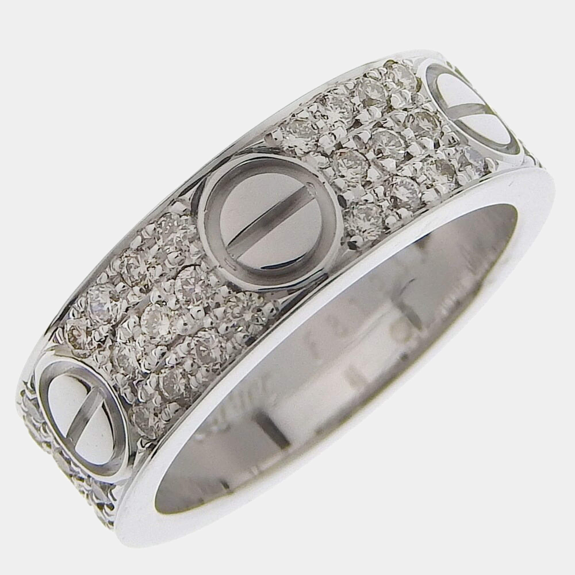 Pre Owned Cartier Vintage Love 18K White Gold Diamond Ring EU 48