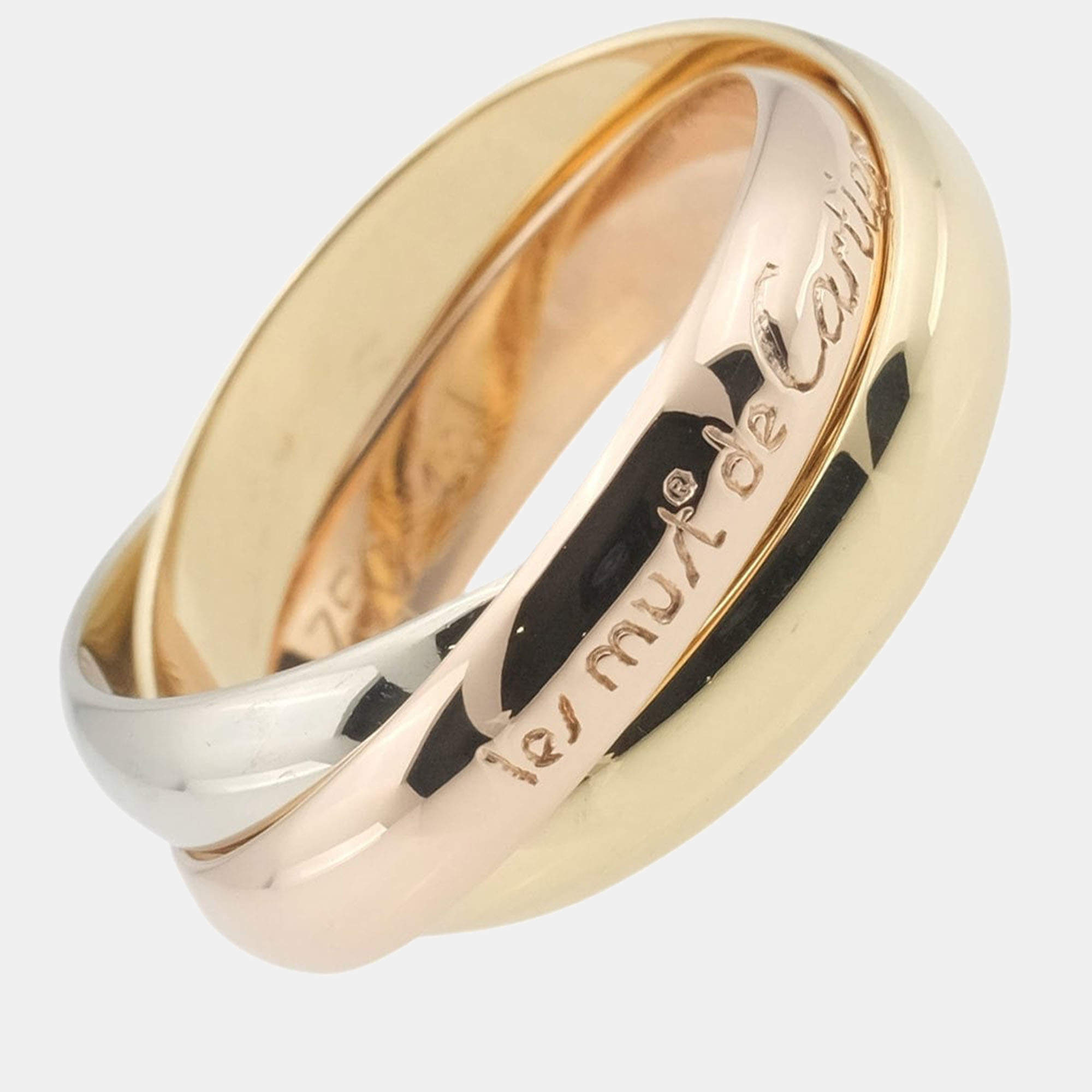 Pre Owned Cartier Les Must de Cartier 18K Yellow Rose and White Gold Ring EU 49