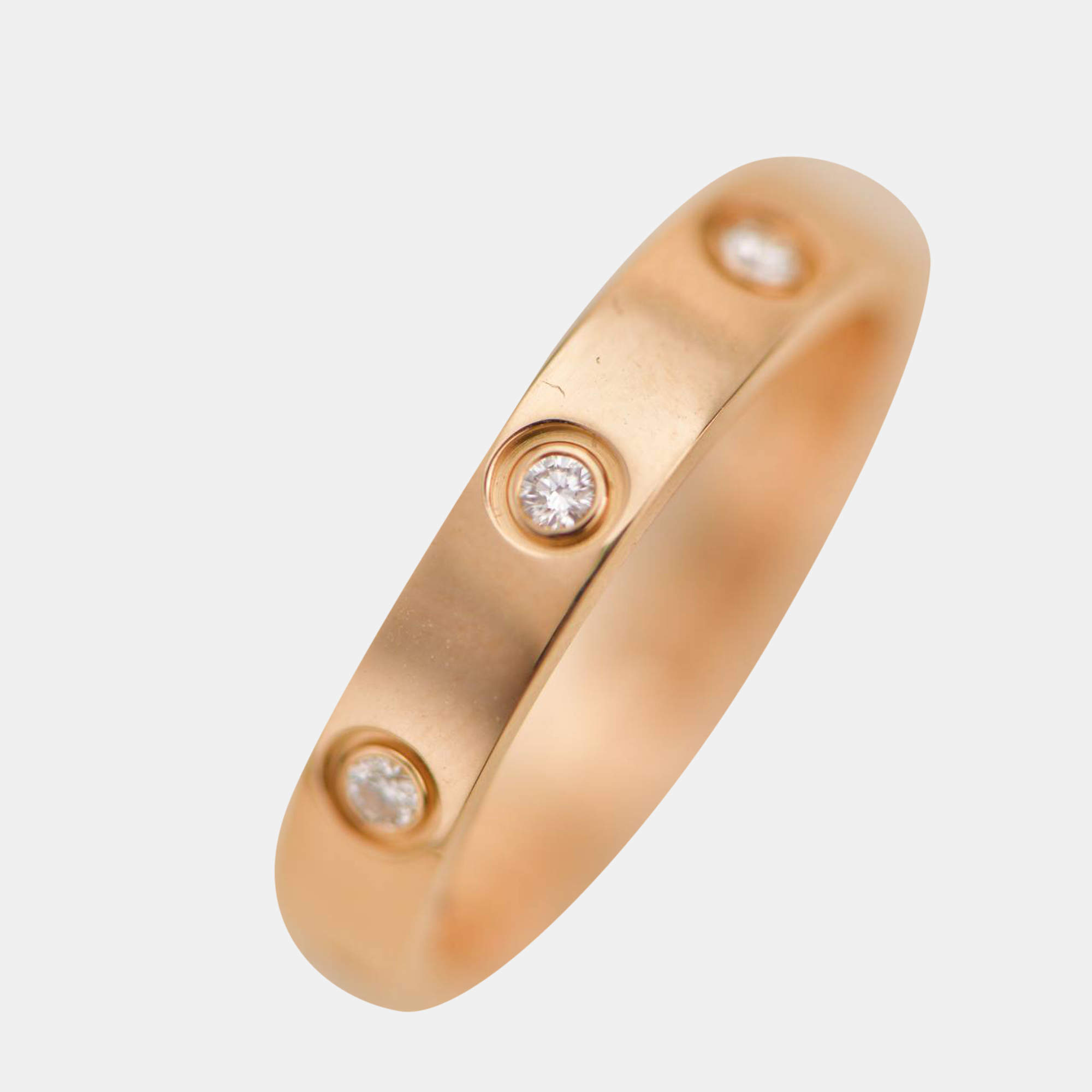 Pre Owned Cartier LOVE Wedding Ring Rose Gold with 8 Diamonds Size 56