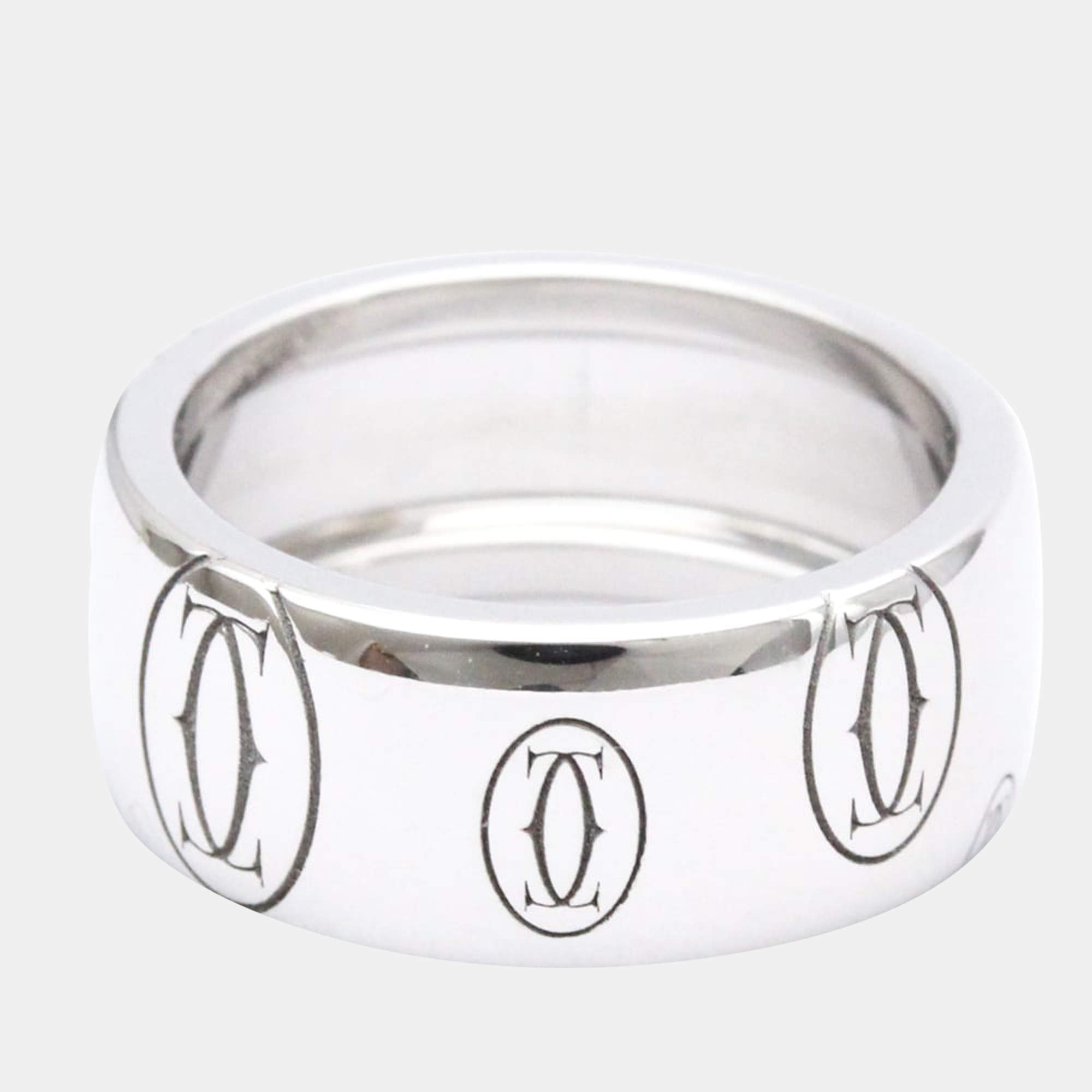 Pre Owned Cartier Happy Birthday 18K White Gold Ring EU 50