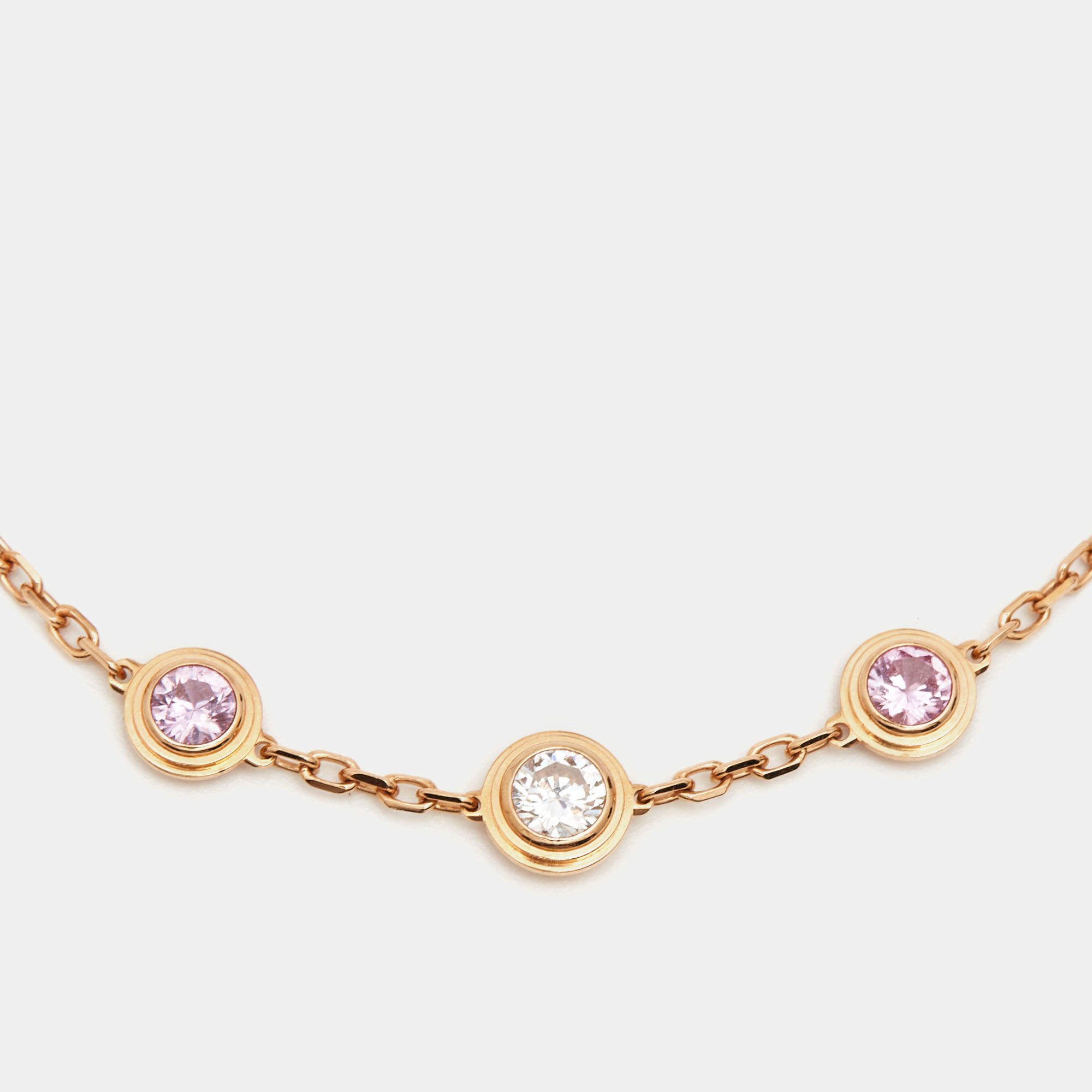 Cartier D Amour Diamond Pink Sapphire 18k Rose Gold Bracelet