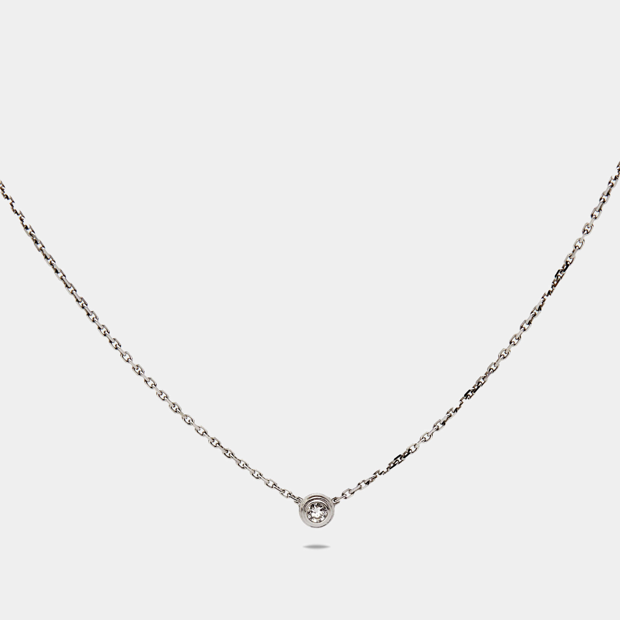 Pre Owned Cartier d'Amour Diamond 18k White Gold XS Model Necklace
