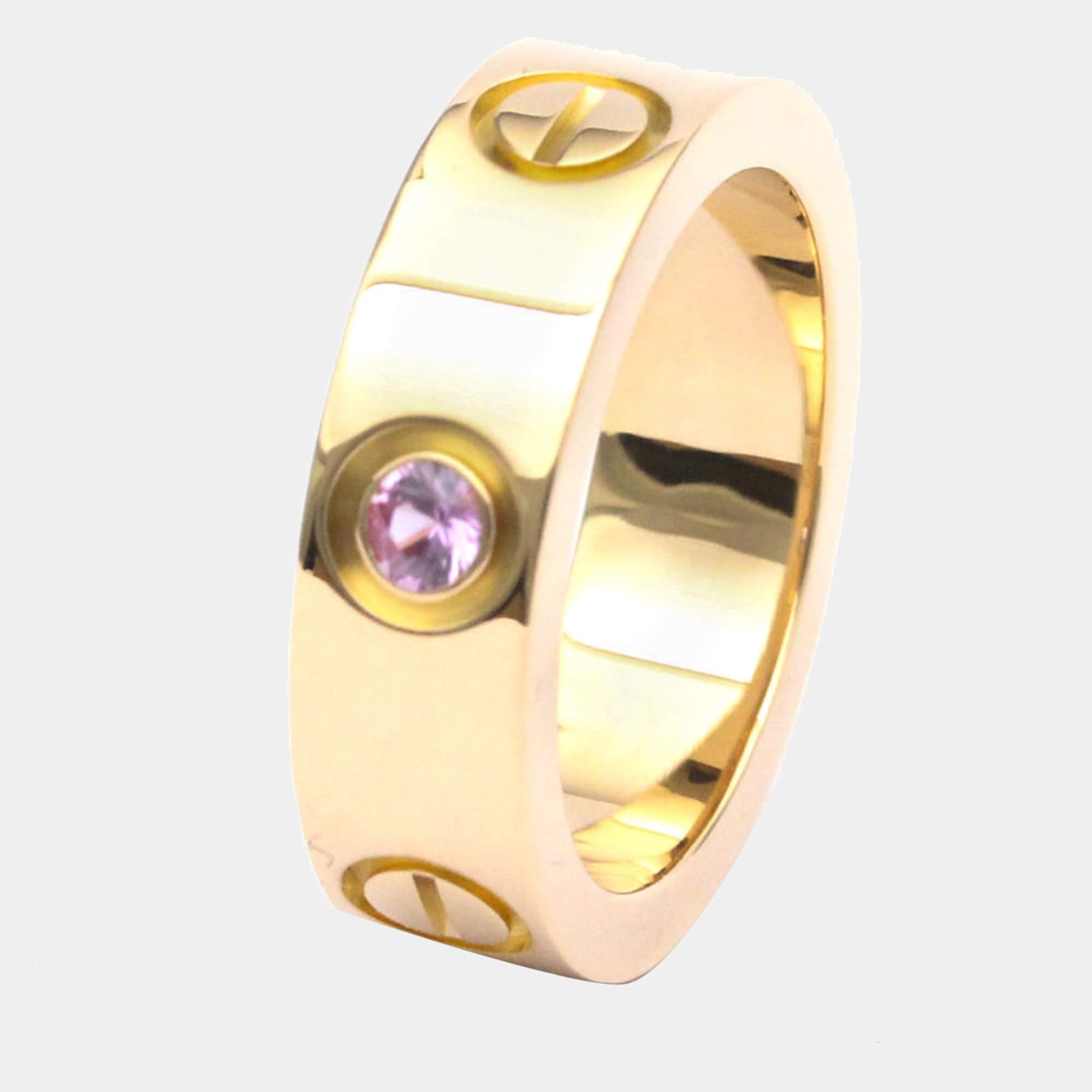 Pre Owned Cartier Love 18K Rose Gold Sappire Ring EU 48
